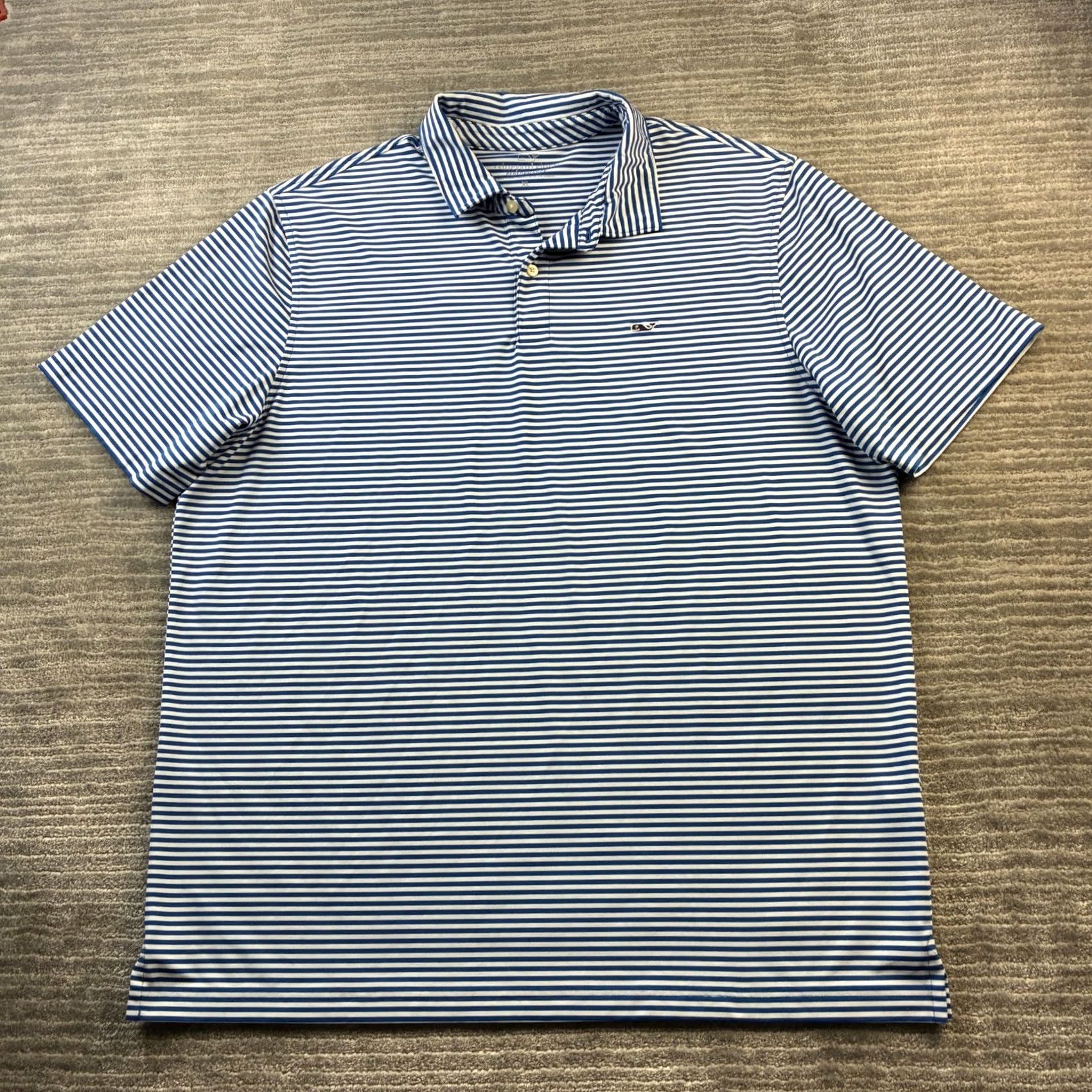 Vineyard Vines Vineyard Vines Polo Shirt Mens XL Blue Striped Golf Performance Polo Shirt Size US XL / EU 56 / 4 - 2 Thumbnail