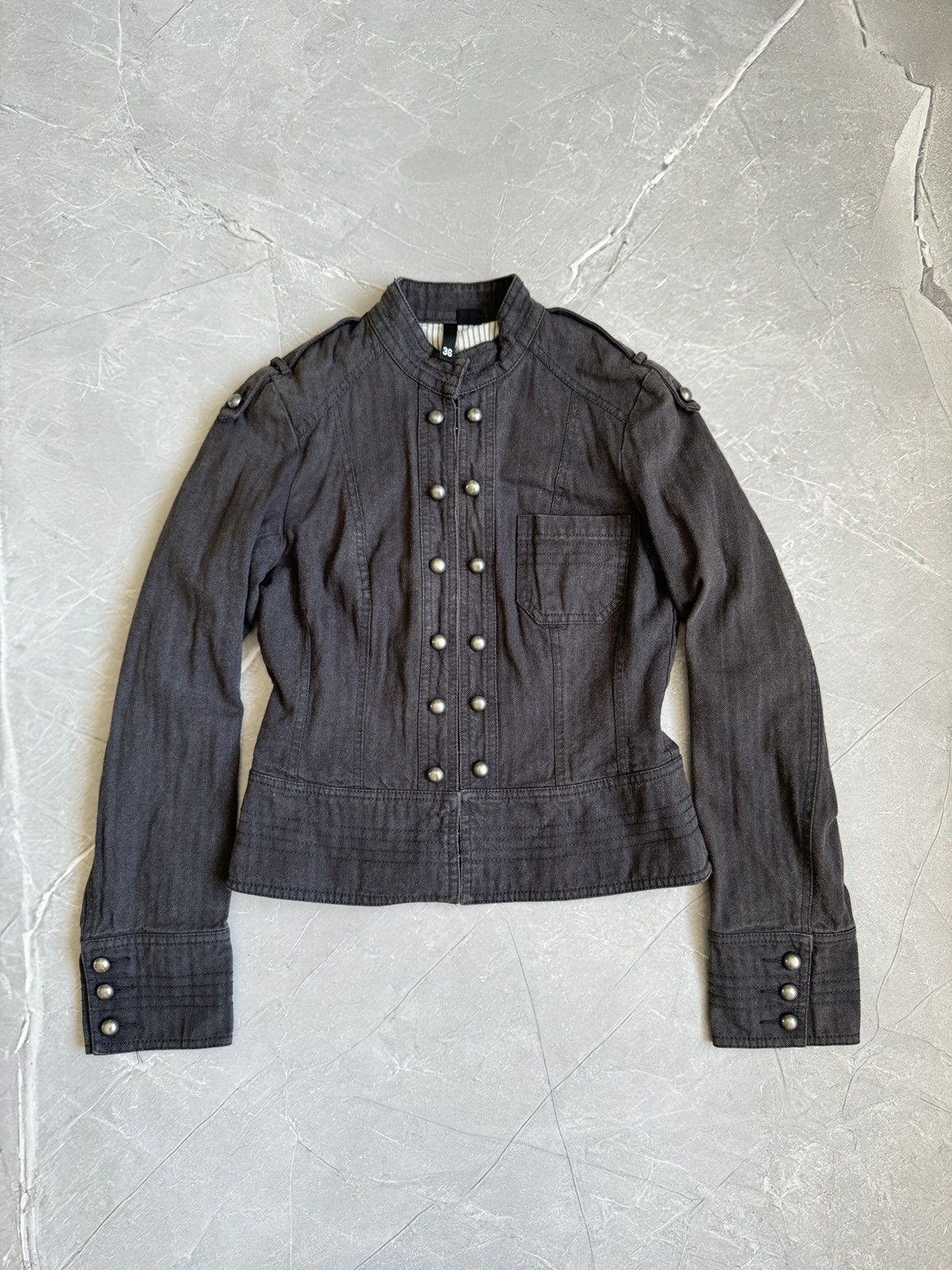 Hysteric Glamour 00s Military Napoleon Washed Denim Jacket PPFM Balmain Style Size S / US 4 / IT 40 - 1 Thumbnail