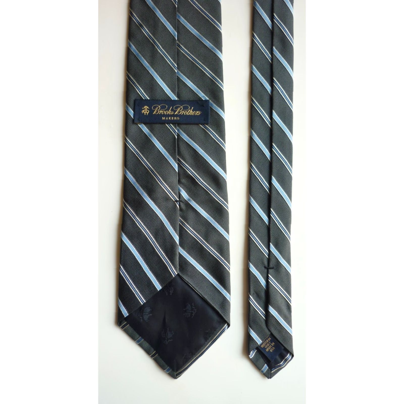 Brooks Brothers VINTAGE Brooks Brothers Makers Tie Woven in Italy Made in USA Men’s Stripes Gray and Blue 59.5" 3.5" Length Width Silk Cotton Designer Pre-owned Mens Size ONE SIZE - 5 Thumbnail