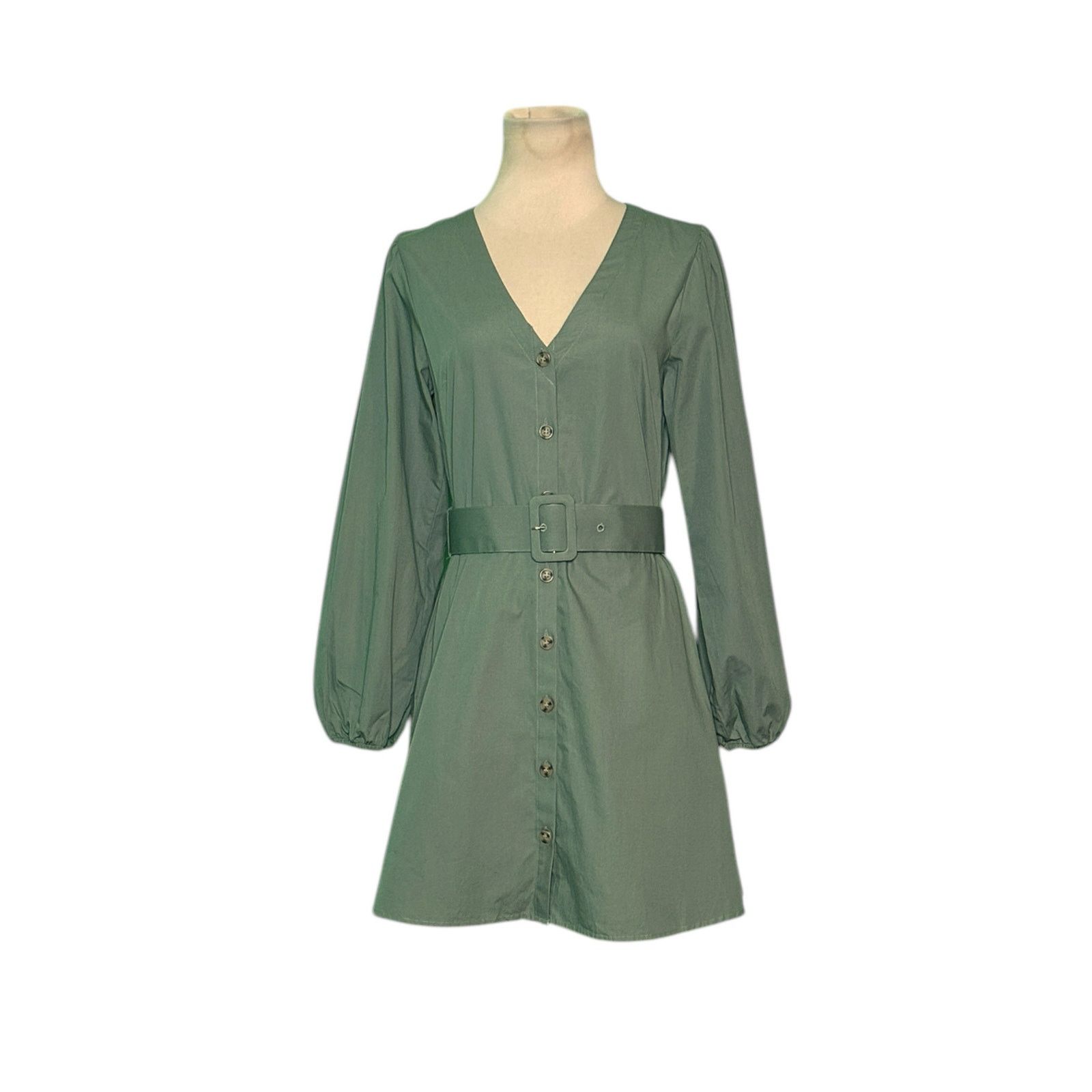 H&M H&M Divided green long sleeves shirt mini dress size Small Size S / US 4 / IT 40 - 13 Thumbnail