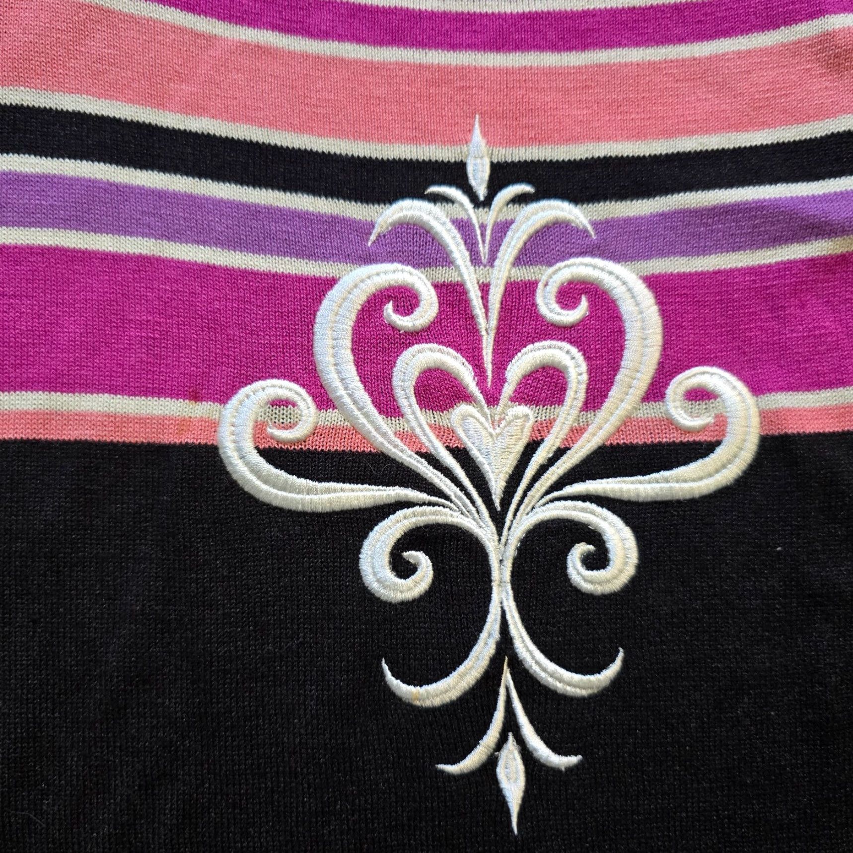 Bob Mackie Bob Mackie Sweater Womens 1X Black Silk Blend Pink Embroidery Casual Knit Pullover Round Neck 3/4 Sleeve Lightweight Vintage No? Size XL / US 12-14 / IT 48-50 - 5 Thumbnail