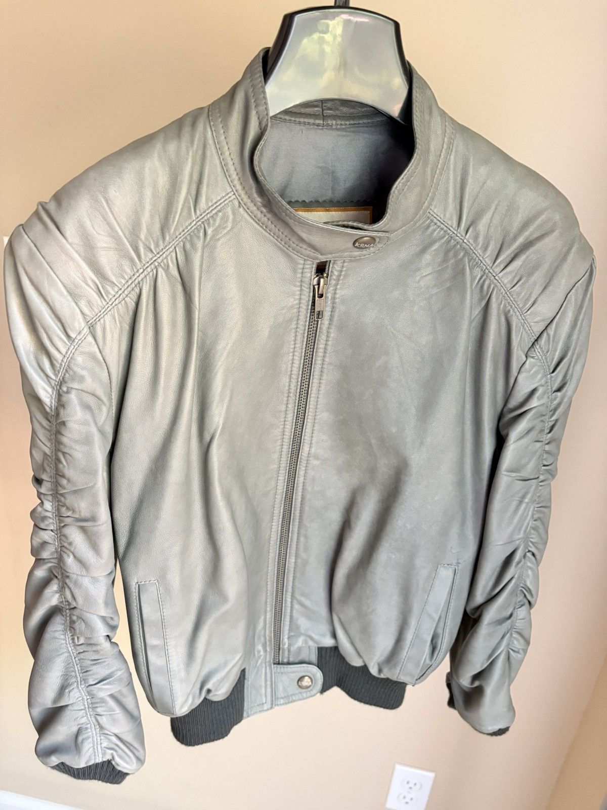 Other Vintage KRMA by Nicholas Bowes Bomber Leather Jacket Size M / US 6-8 / IT 42-44 - 2 Thumbnail