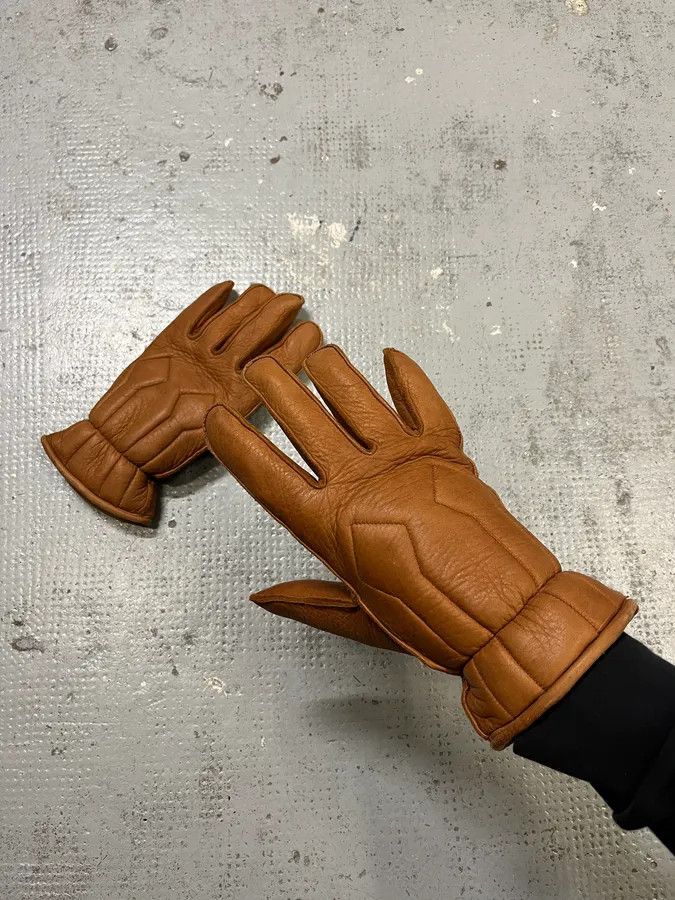 Dsquared2 Dsquared2 Brown Fleeced Padded Biker Leather Gloves Size ONE SIZE - 1 Thumbnail