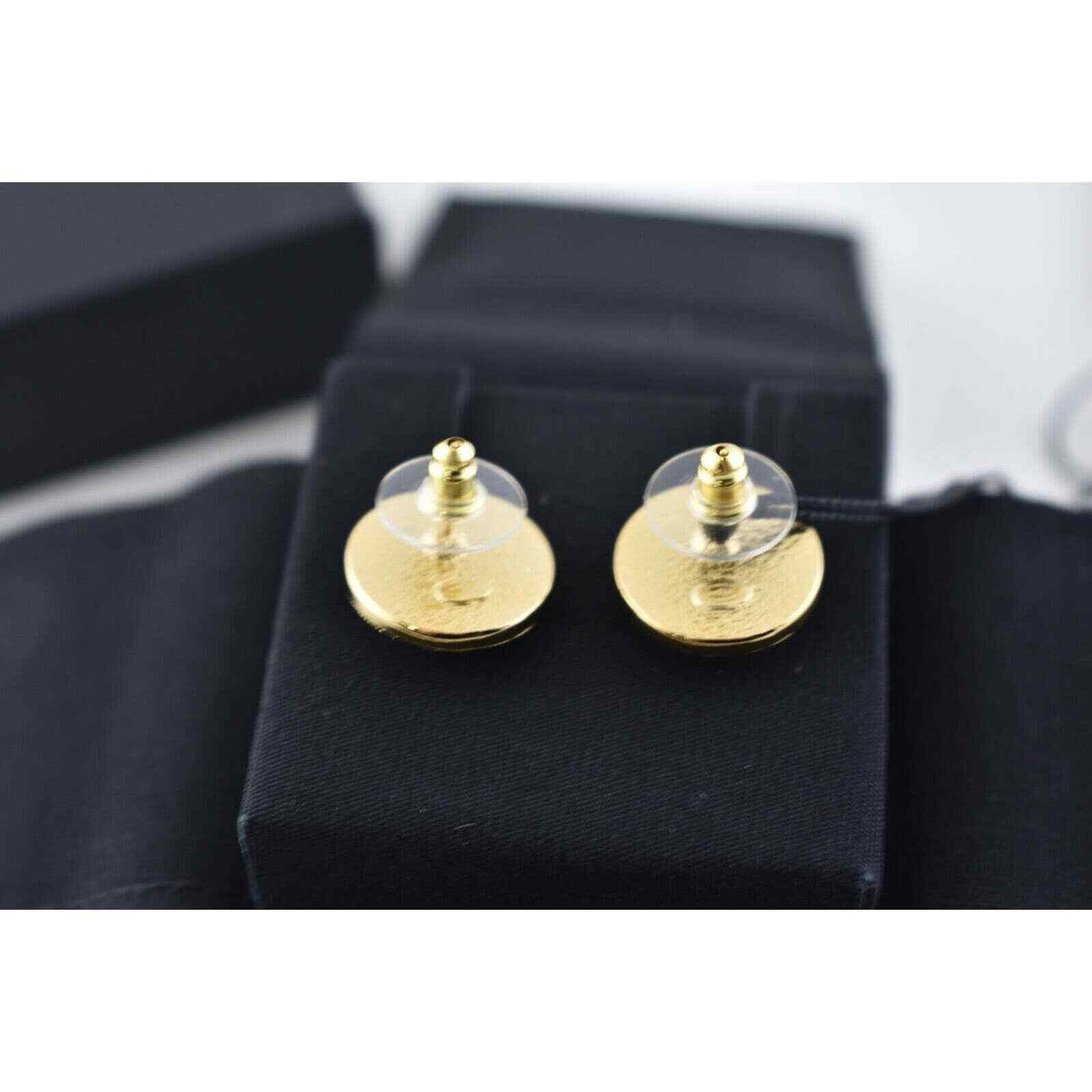 Chanel Chanel Gold Black Chain Link Dangle Statement Stud Earrings Size ONE SIZE - 12 Thumbnail