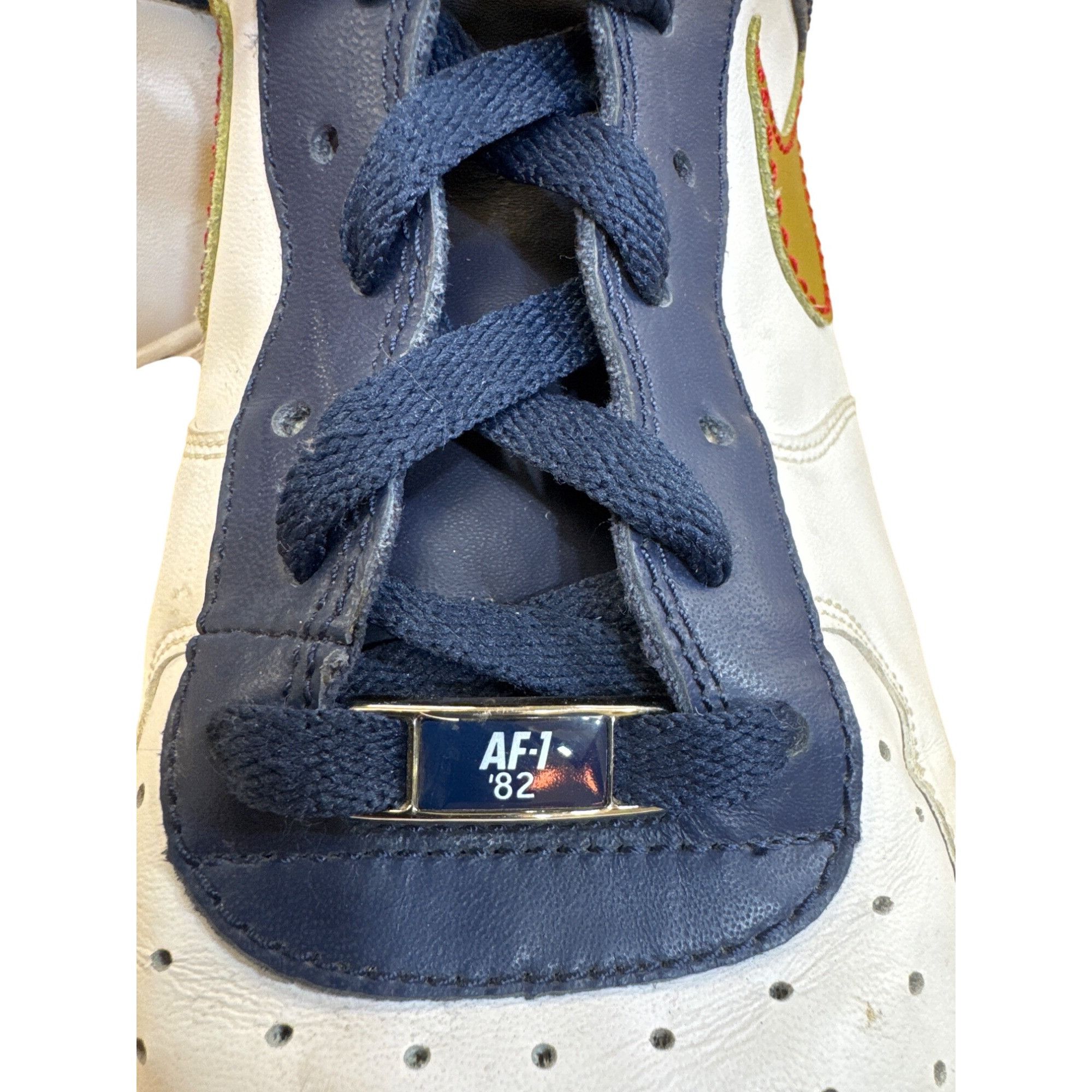 Nike Nike Air Force 1 82 Barkley mens White/Gold/Blue Low-Top Sne Size US 13 / EU 46 - 3 Thumbnail