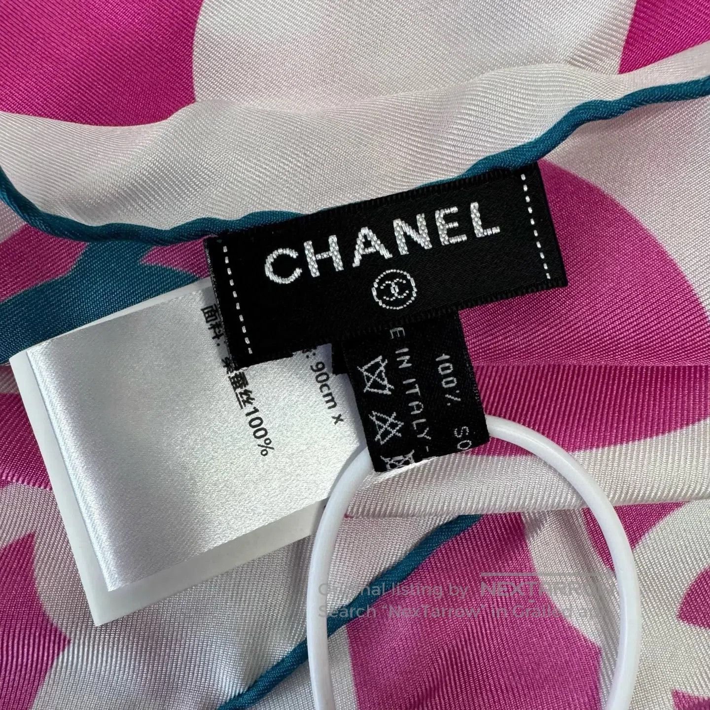 Chanel Chanel White and pink pattern Double C scarf| Size ONE SIZE - 4 Thumbnail
