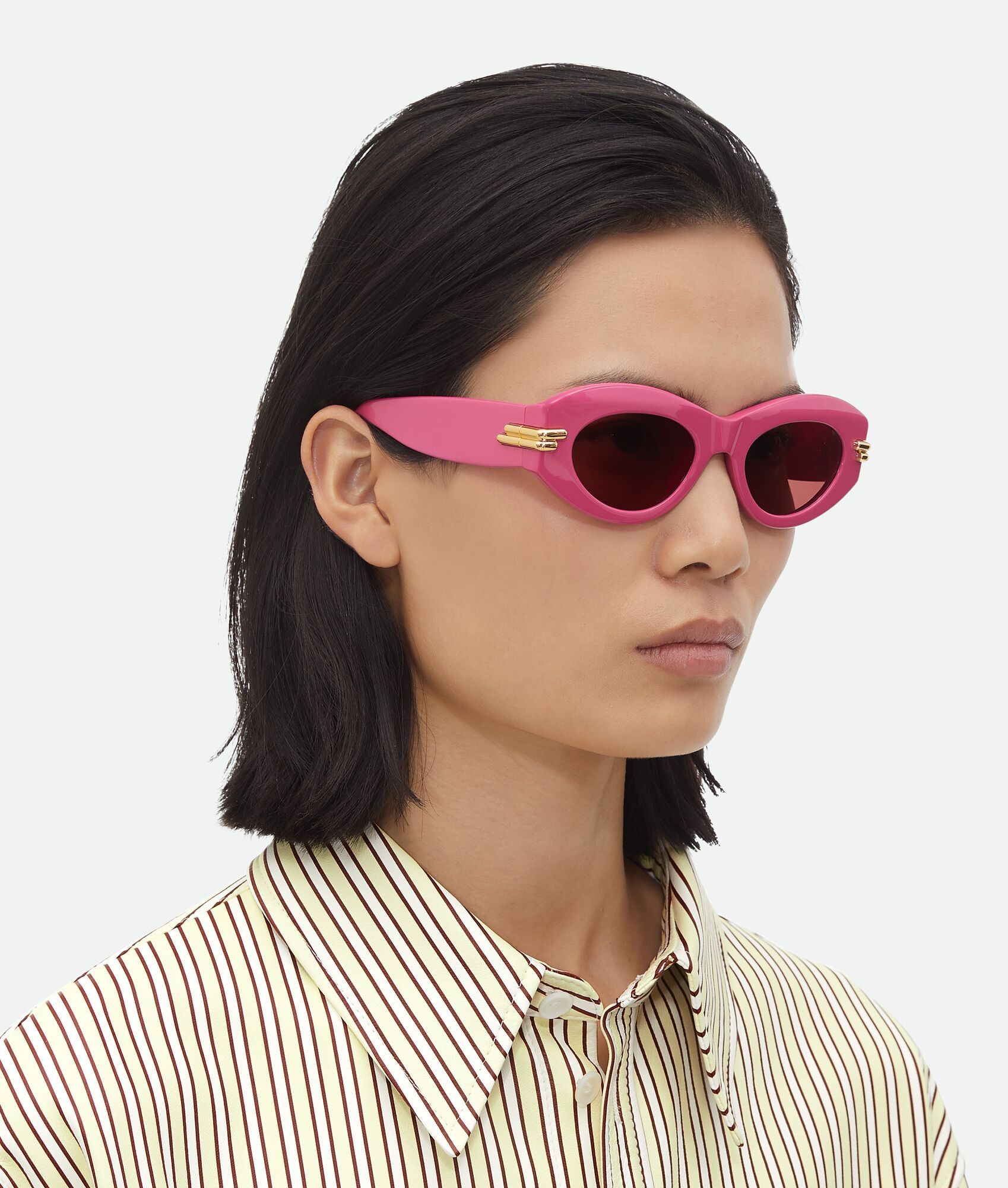 Bottega Veneta o1w1db10525 Size: OS / Mitre Oval Sunglasses in Pink Size ONE SIZE - 2 Thumbnail