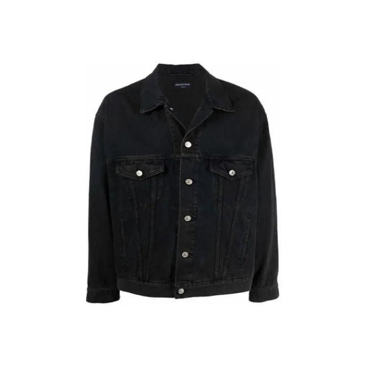 Balenciaga Balenciaga Black Spray Effect Denim Jacket Size US S / EU 44-46 / 1 - 1 Thumbnail