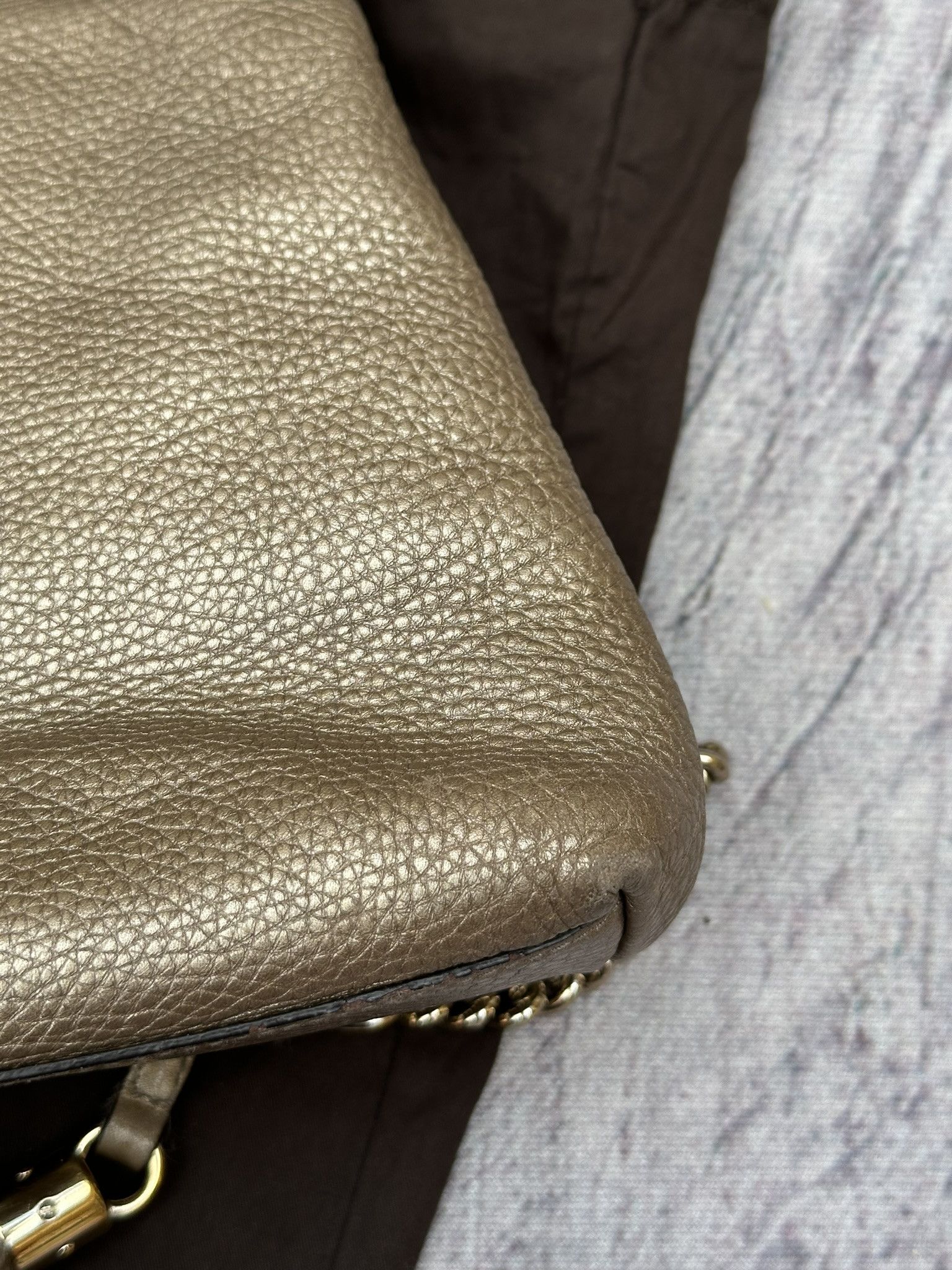 Gucci Gucci Soho Shoulder Bag Medium Pebbled Leather Gold Logo Size ONE SIZE - 19 Thumbnail