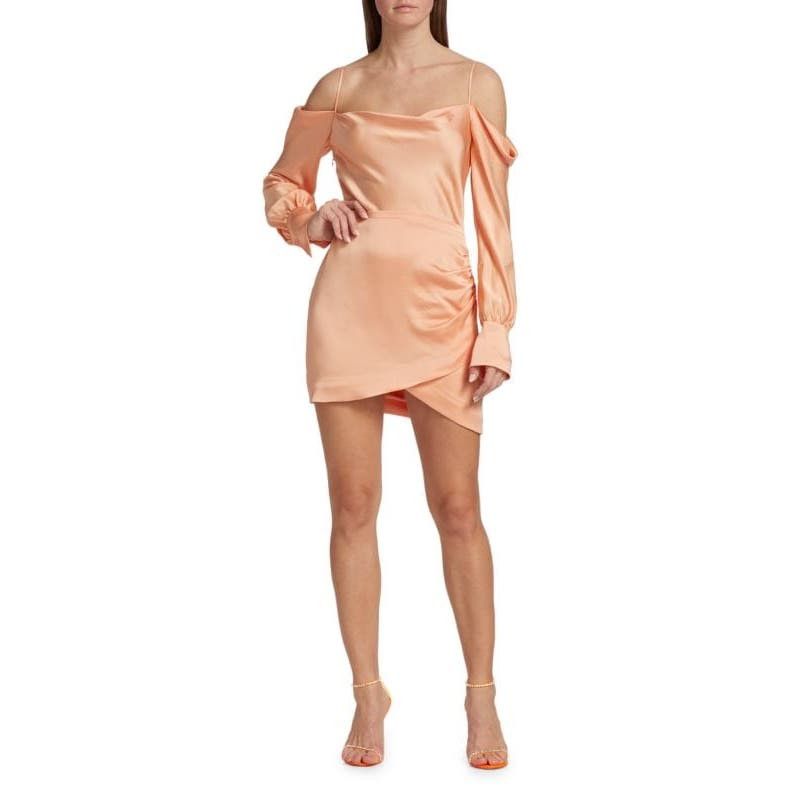 image of Jonathan Simkhai Simkhai Velma Off The Shoulder Mini Dress in Orange, Women's (Size Medium)