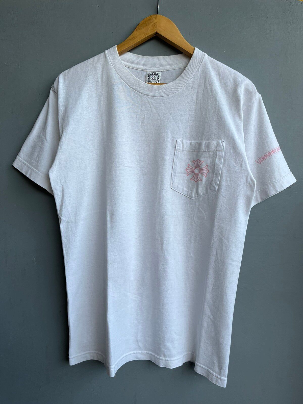 Pre-owned Chrome Hearts X Vintage Chrome Hearts Pink Cross Pocket Tee In White