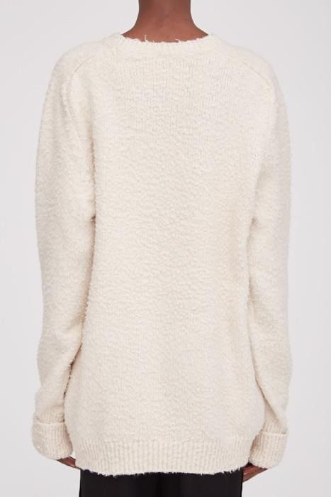 Maison Margiela o1bcso1str0526 Textured Cotton Sweater in Off White Size S / US 4 / IT 40 - 3 Thumbnail
