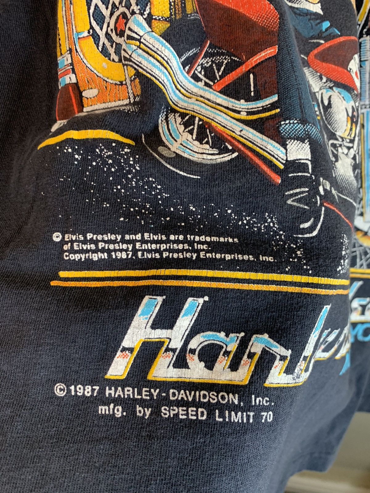 Band Tees × Harley Davidson × Vintage *RARE* Vintage 80s Harley Davidson Elvis Presley Biker Shirt Size US L / EU 52-54 / 3 - 5 Thumbnail