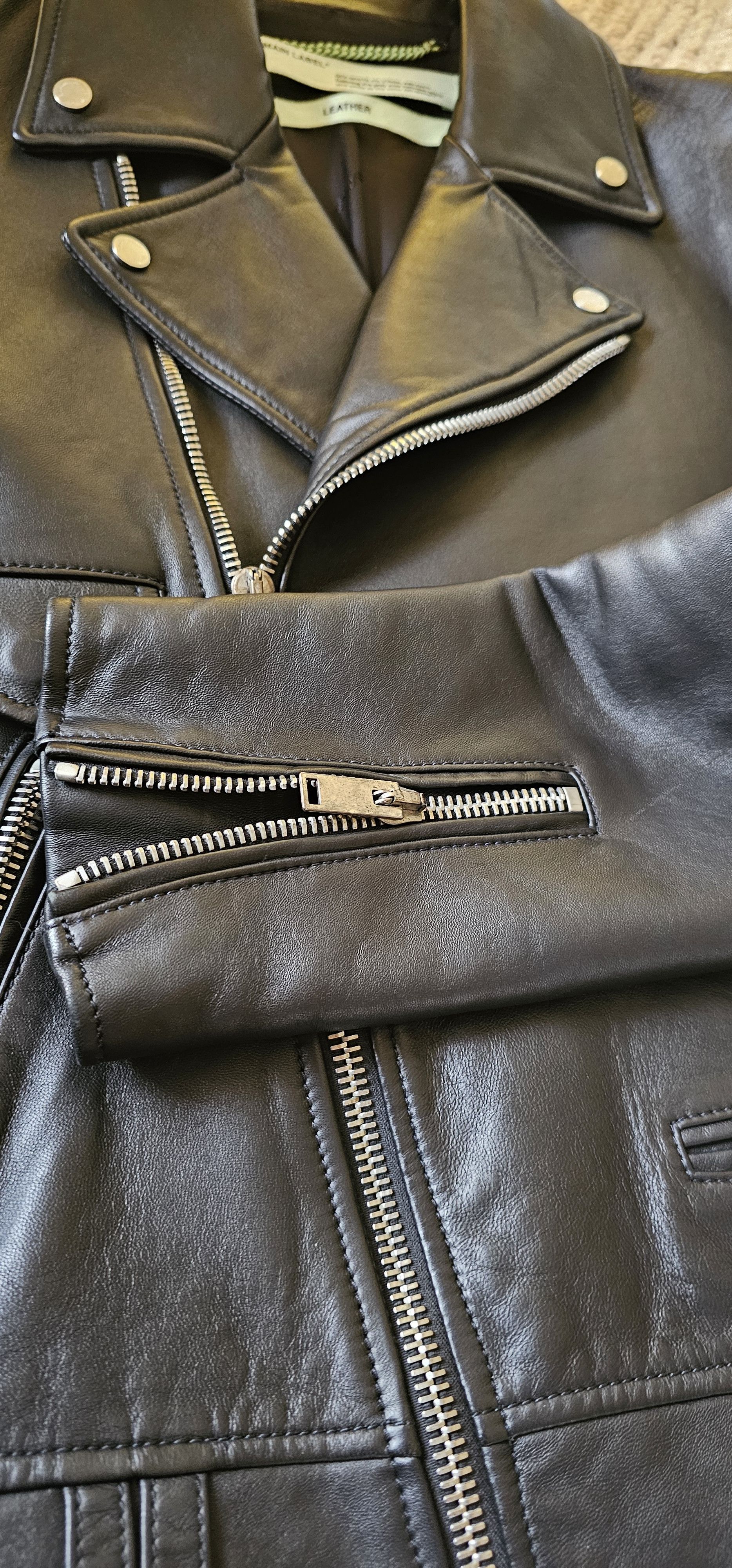 Off-White Off-White c/o Virgil Abloh "Business Casual" Leather Jacket Size US M / EU 48-50 / 2 - 7 Thumbnail