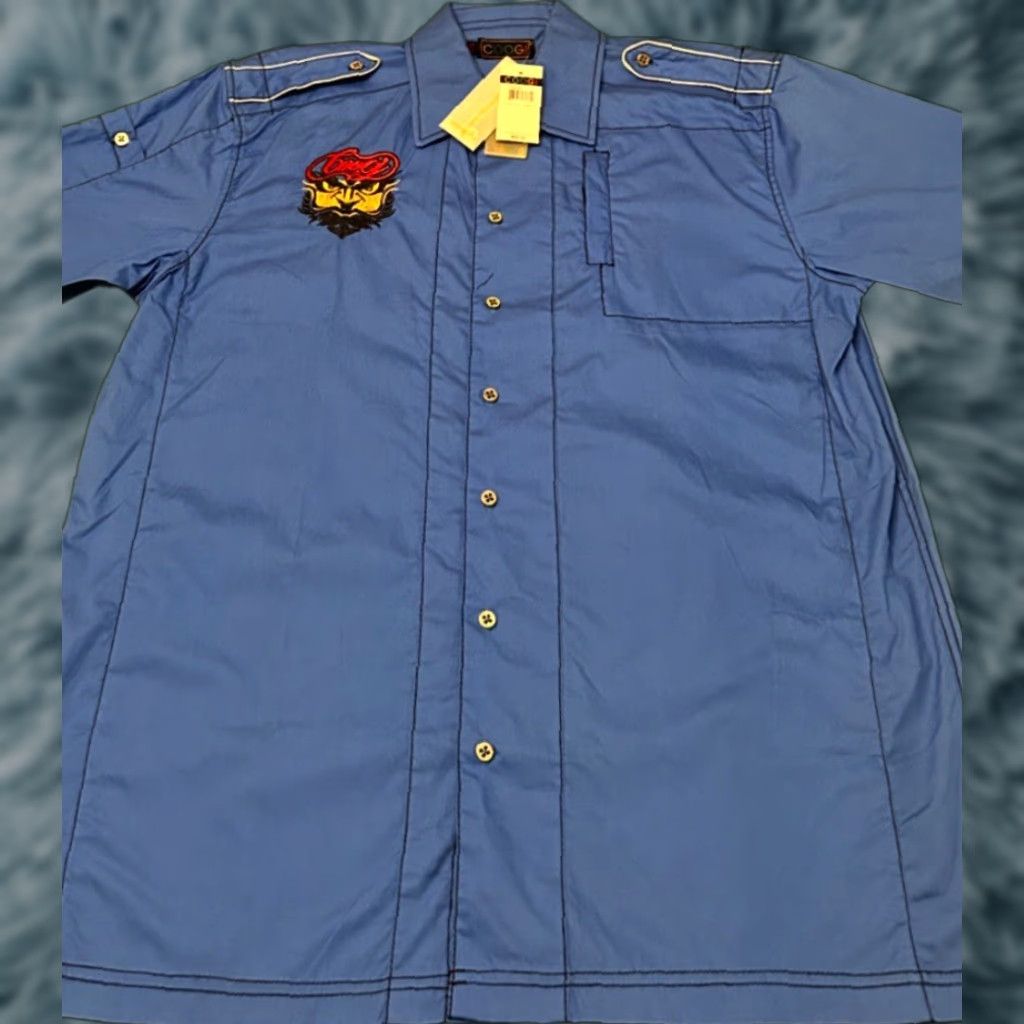 Coogi VINTAGE COOGI Logo Mechanic Button Up Shirt Mens 2XL Blue NWT Short Sleeve Collared Hip Hop Y2K 90s Grunge Punk Skater Classic Size US XXL / EU 58 / 5 - 1 Thumbnail