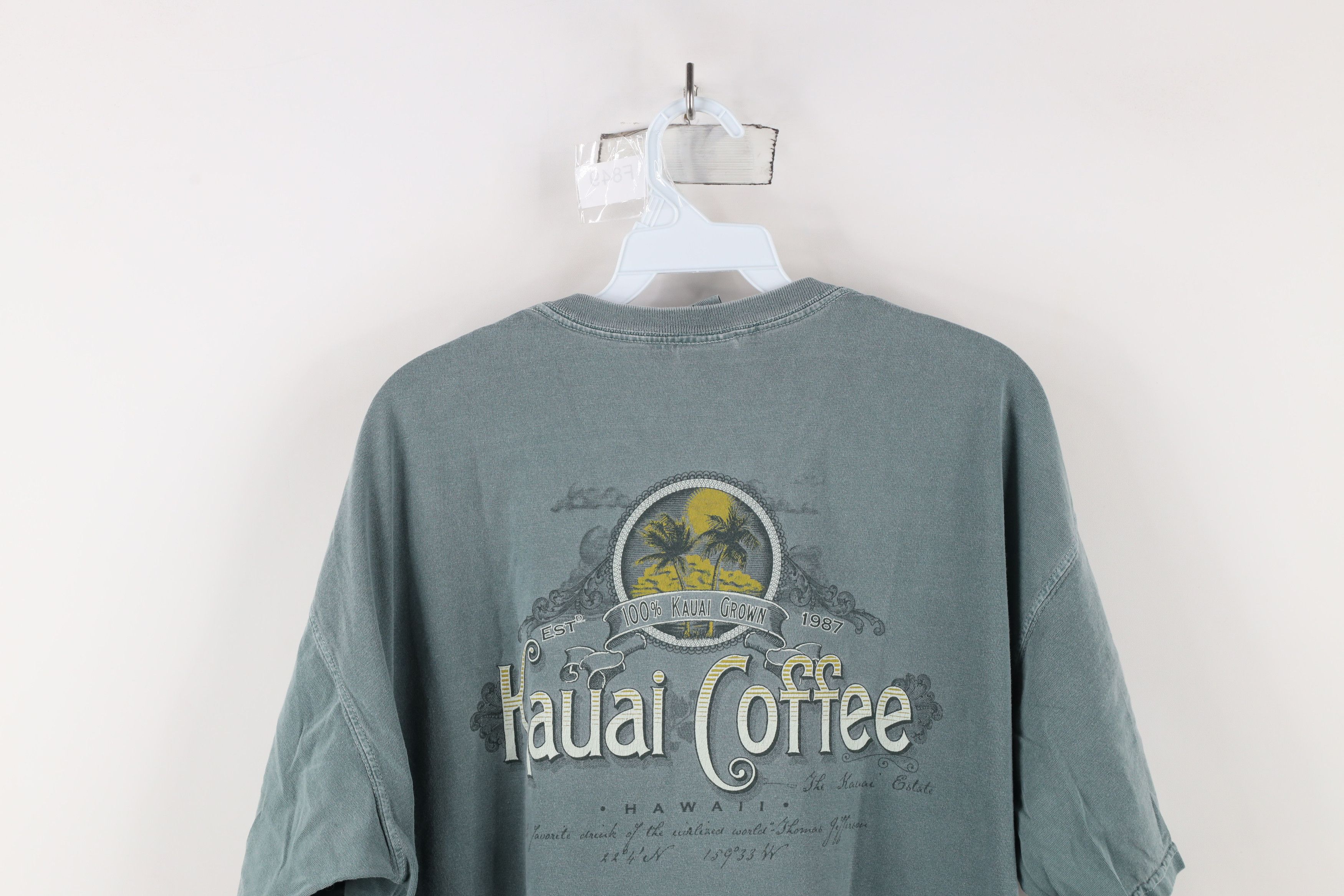 Vintage Vintage 90s Streetwear Stonewash Kauai Coffee T-Shirt Green Size US L / EU 52-54 / 3 - 13 Thumbnail
