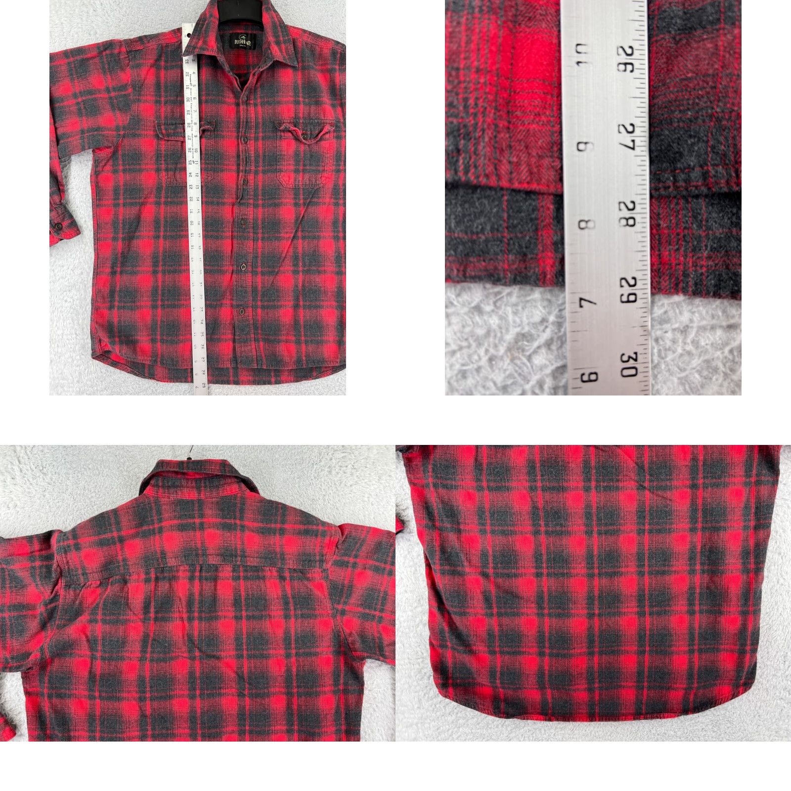 Vintage VINTAGE Redhead Shirt Men Large Red Black Plaid 100% Cotton Long Sleeve Pockets Size US L / EU 52-54 / 3 - 9 Thumbnail