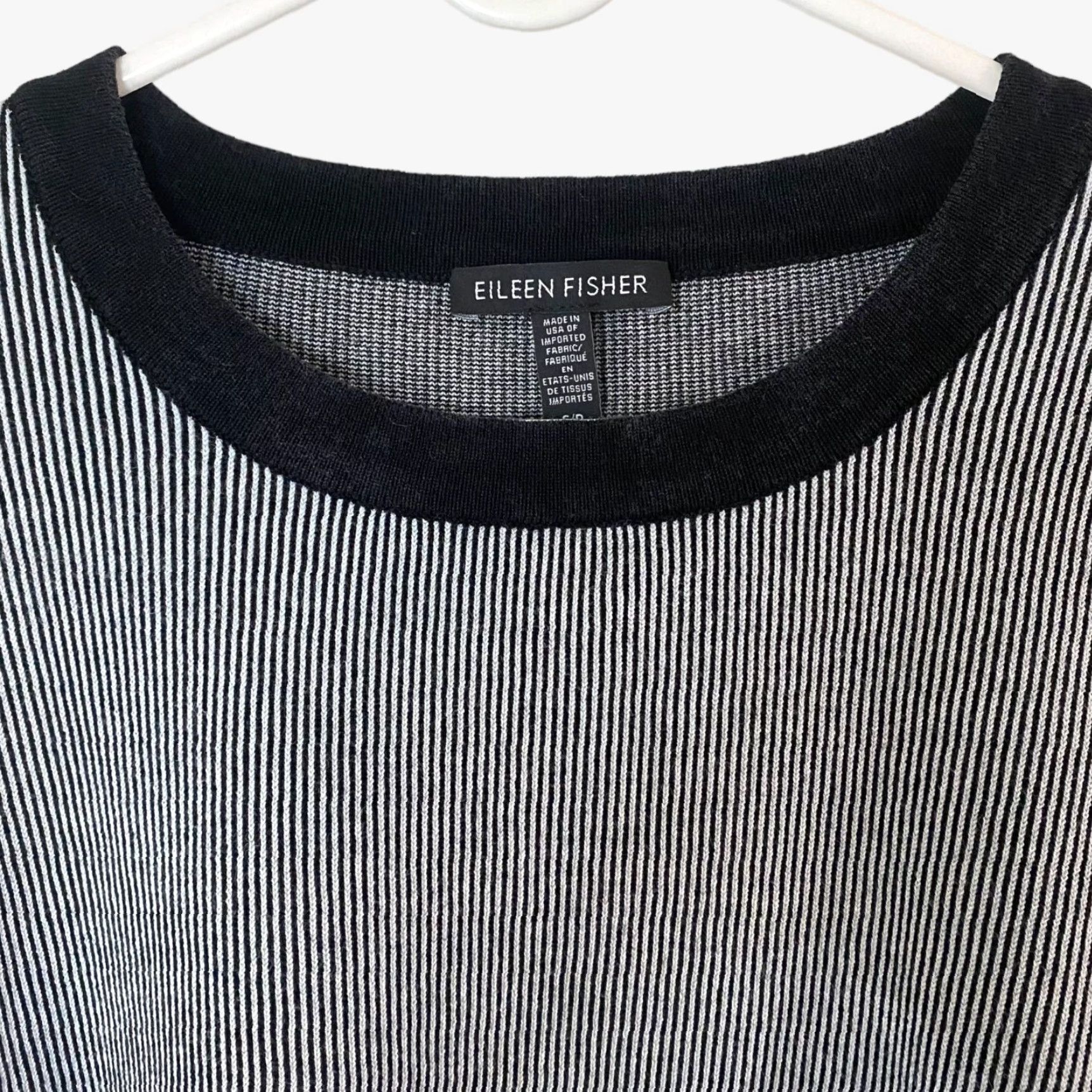 Eileen Fisher EILEEN FISHER Vertical Stripe Ribbed Sweater Black & White Womens Small Crewneck Size S / US 4 / IT 40 - 5 Thumbnail