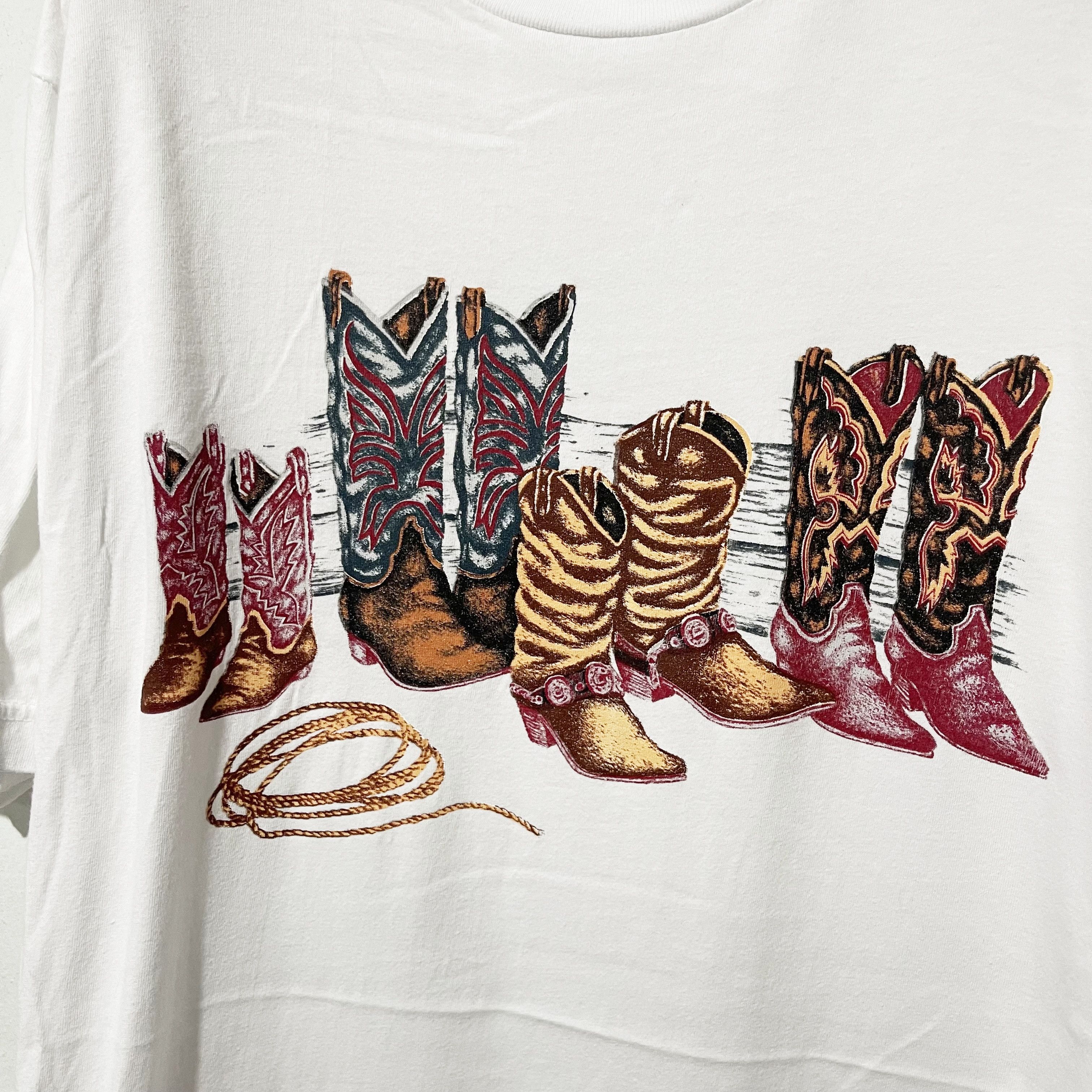 Vintage Vintage 90s Cowboy Boots T-Shirt Size US L / EU 52-54 / 3 - 2 Thumbnail