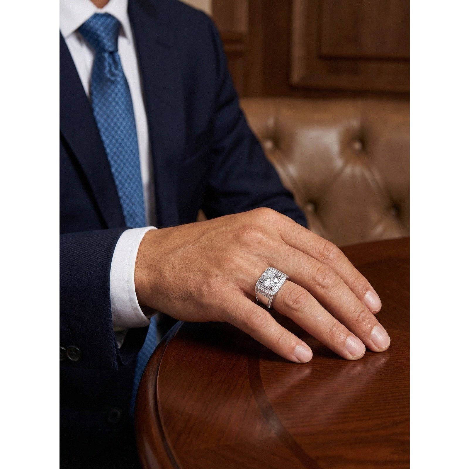Other Stunning 3ct Moissanite Men Signet Ring 925S Silver OneSize Size ONE SIZE - 2 Thumbnail