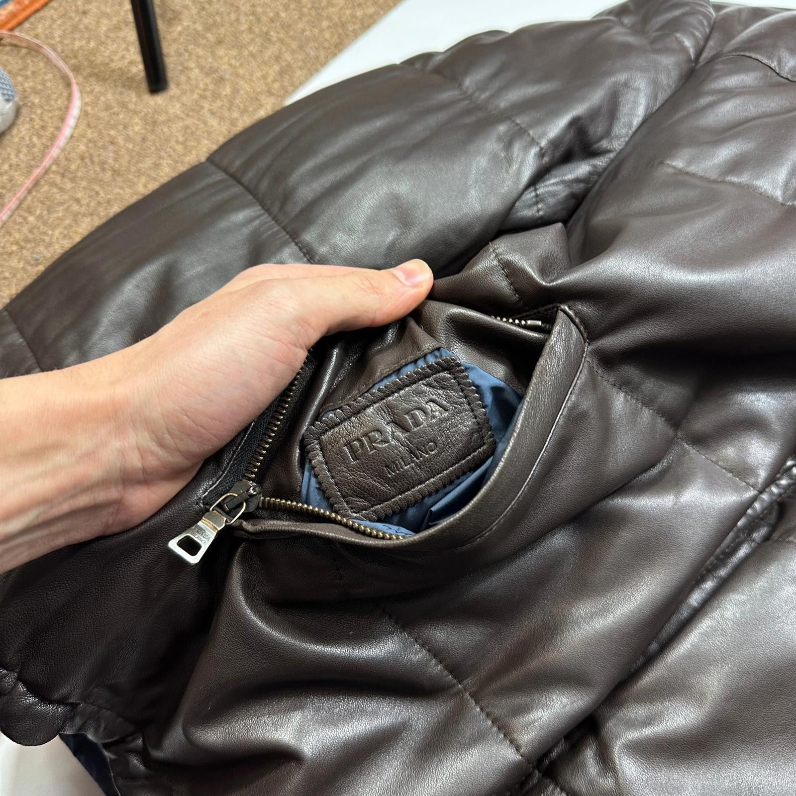 Prada Prada 2012 Leather Reversible Logo Nylon Puffer Jacket - L Size US L / EU 52-54 / 3 - 8 Thumbnail