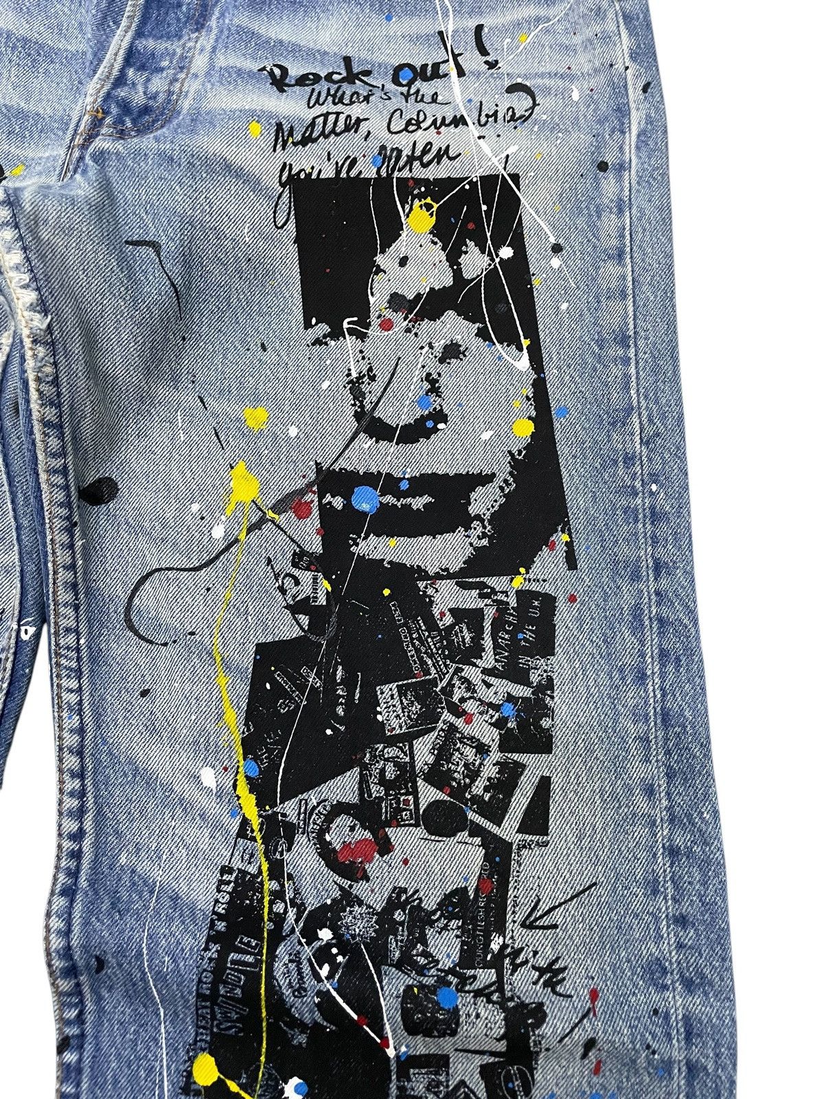 Hysteric Glamour × Levi's × Seditionaries Vintage Levis 501 Riot Poems Paint Splatter Jeans Size US 34 / EU 50 - 8 Thumbnail