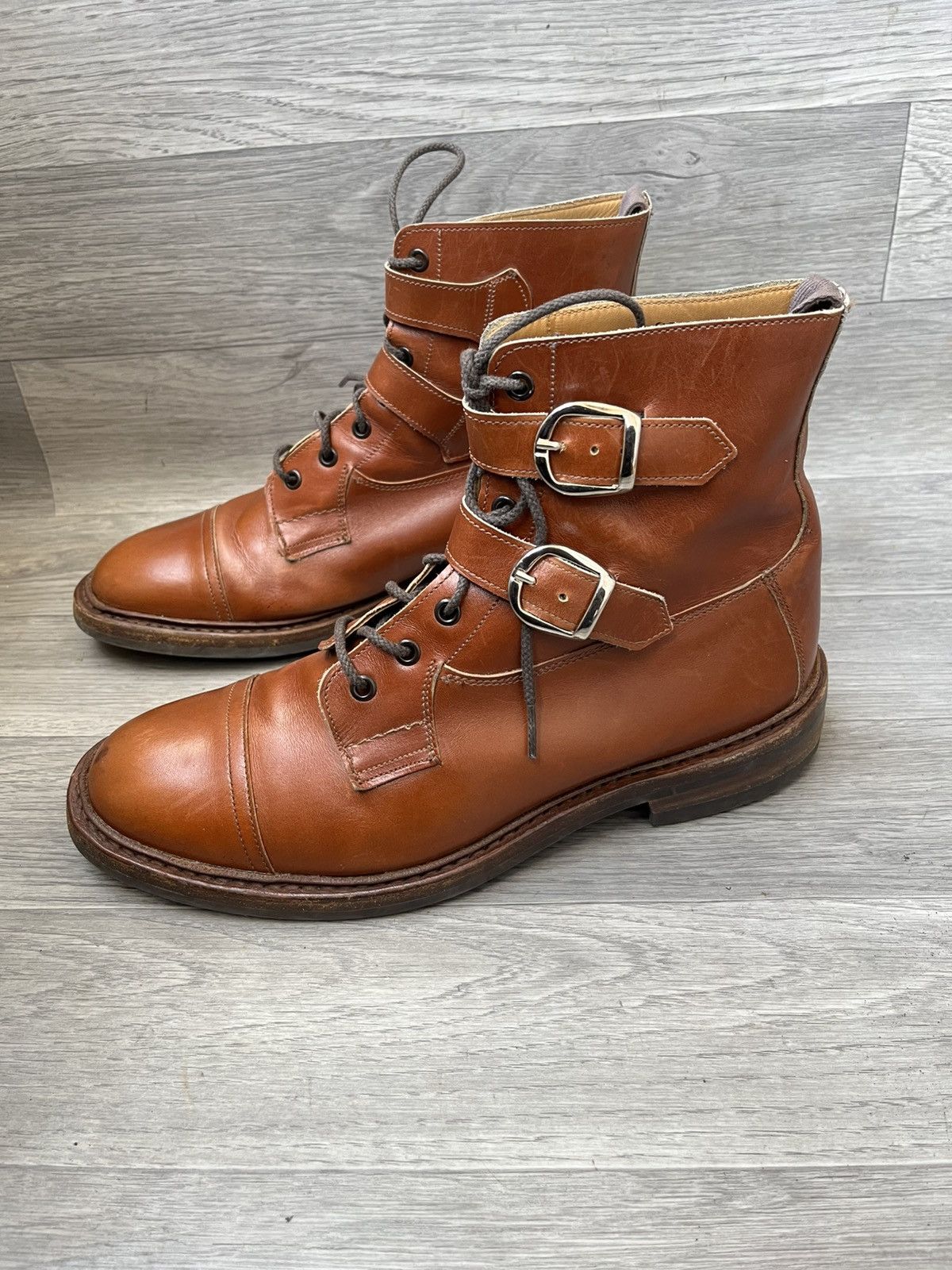 Tricker's Trickers combat bivkle brown leather gun boots uk 9.5 Size US 10.5 / EU 43-44 - 1 Thumbnail