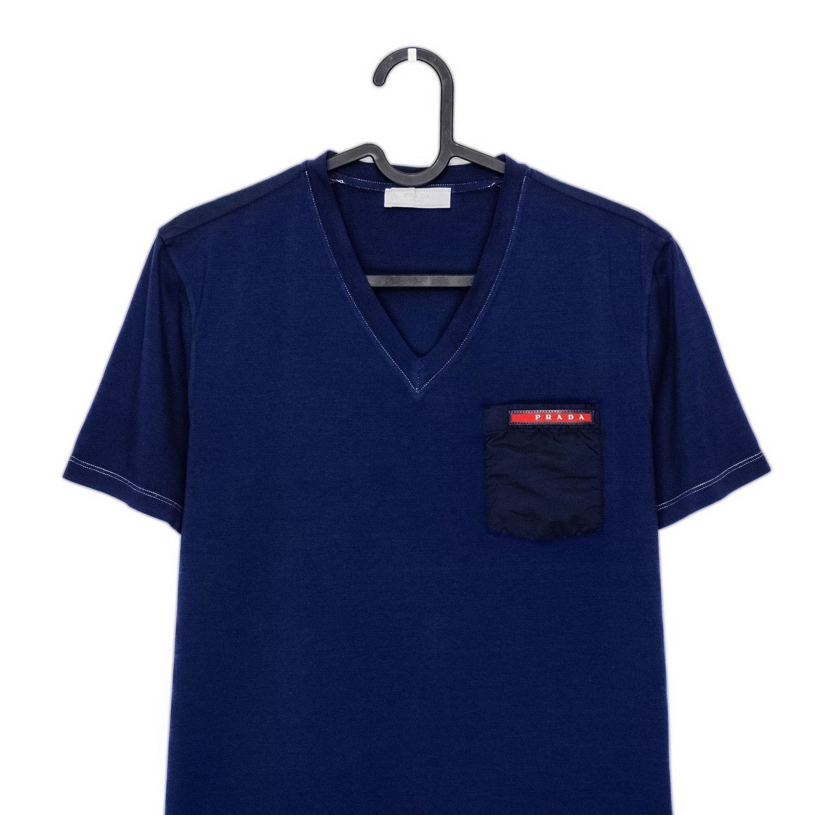 Prada Prada Linea Rossa Red Tab Logo Nylon Pocket Tee Shirt Size US S / EU 44-46 / 1 - 2 Thumbnail