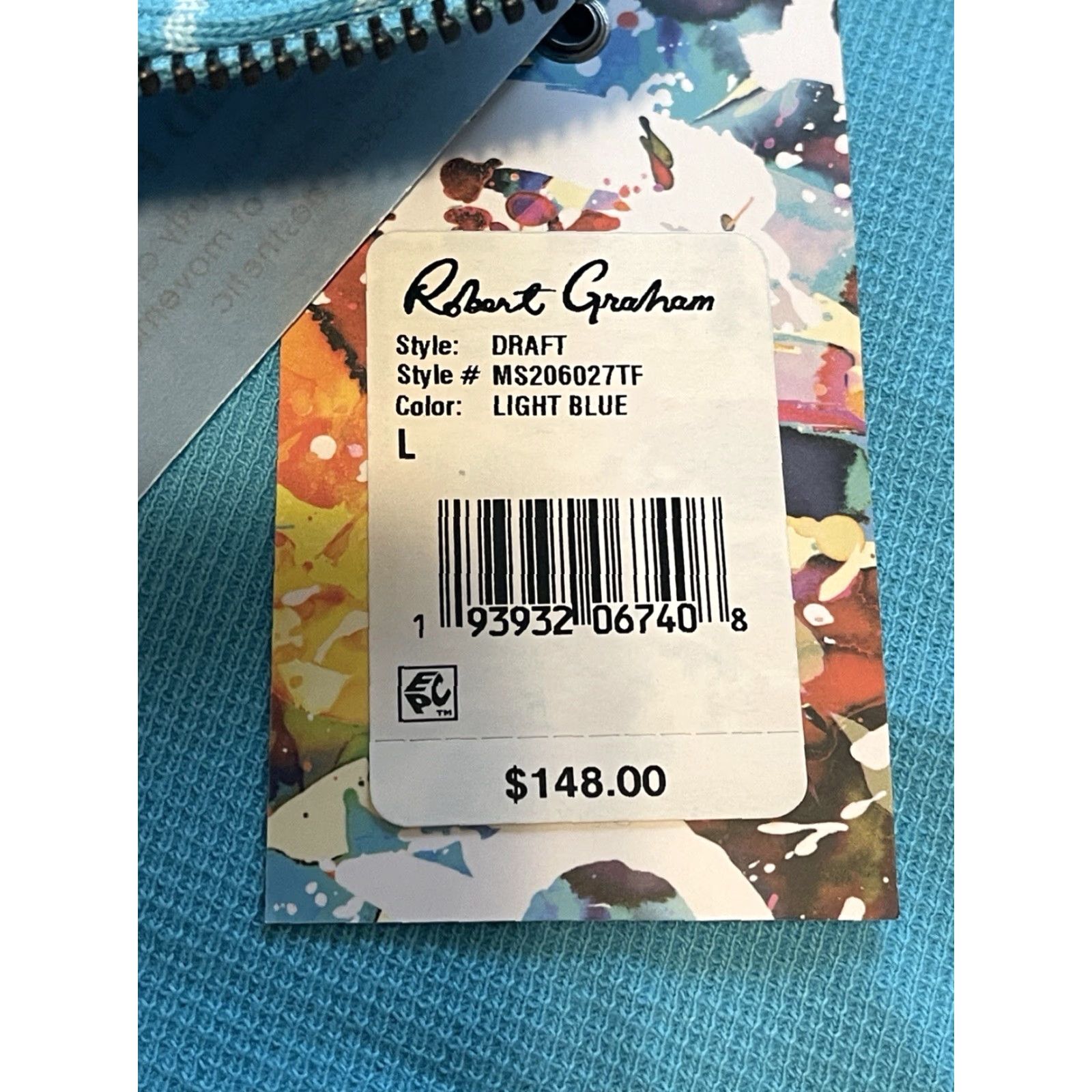 Robert Graham Robert Graham Sweater 1/4 Zip Pullover Men L Light Blue Knit Cotton Shirt? Size US L / EU 52-54 / 3 - 3 Thumbnail