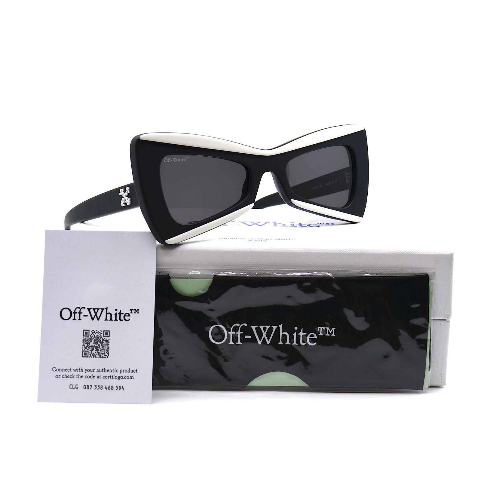 Off-White NEW! OFF-WHITE NASHVILLE OER1070 BLACK/WHITE GREY SUNGLASSES Size ONE SIZE - 13 Thumbnail