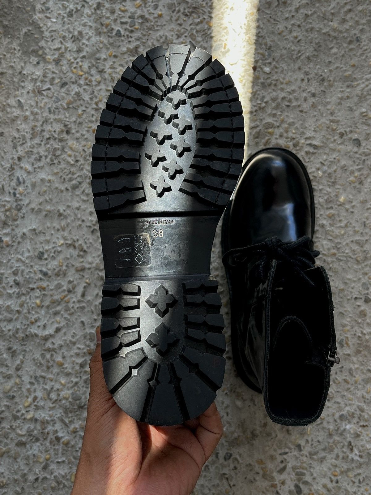 Ann Demeulemeester Alec Patent Leather Combat Boots Size US 8 / IT 38 - 8 Thumbnail