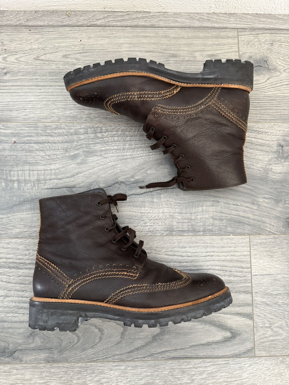 Givenchy Brown Brogue Combat Boots with Lug Sole Size US 7 / EU 40 - 1 Thumbnail