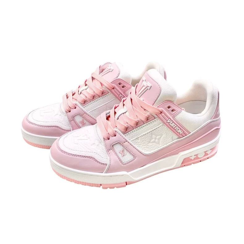 Louis Vuitton 24 oz Embossed Printed Trainer Pink and Whit