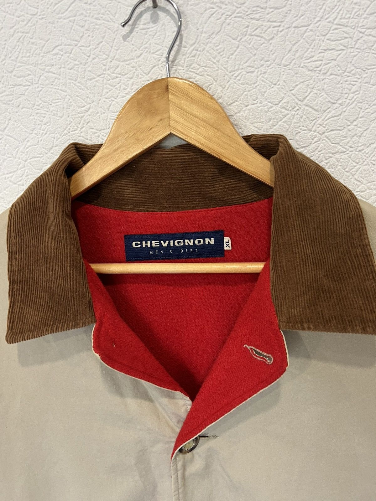 Chevignon Classic Jacket Coat Beige Mens Corduroy Collar
