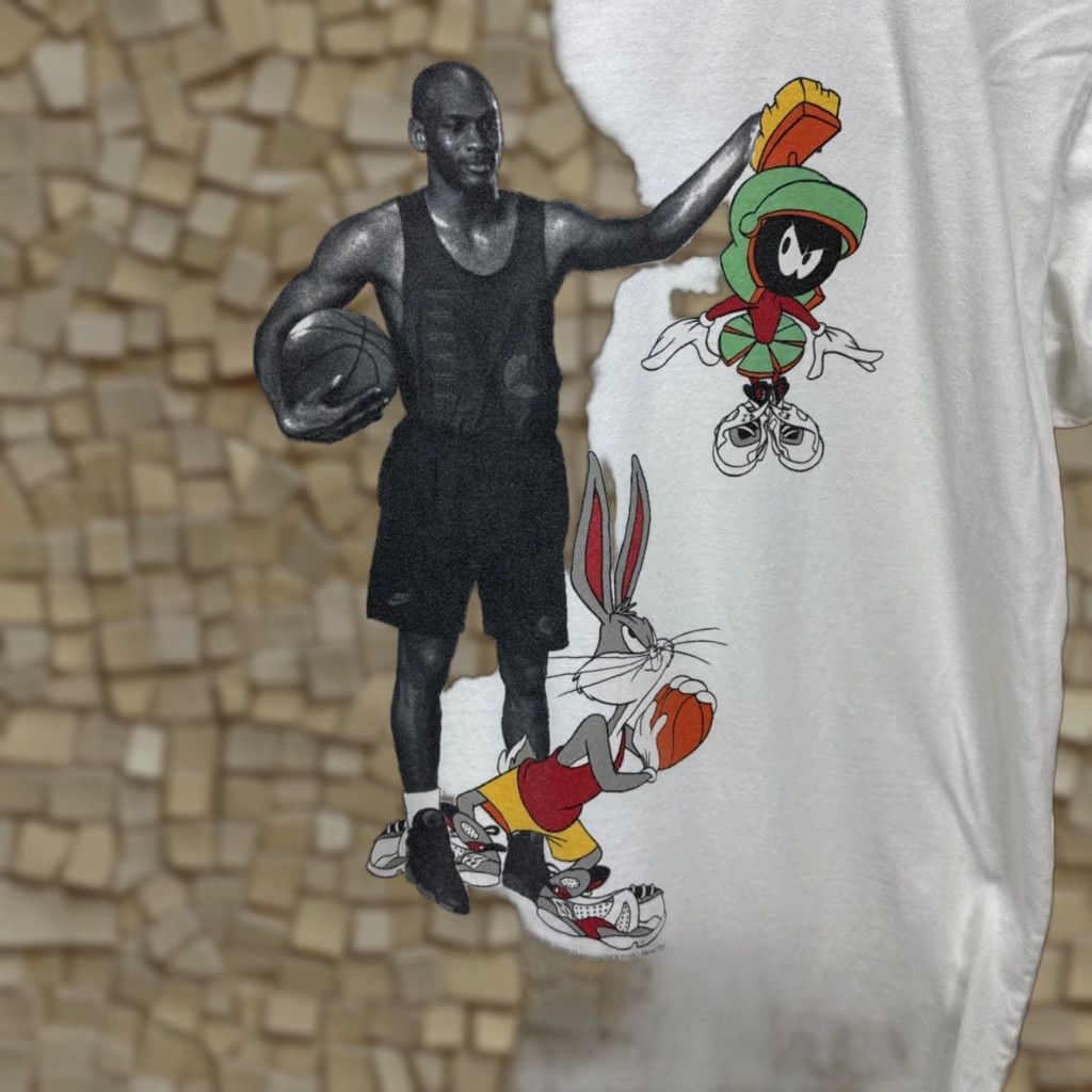 VINTAGE Nike Michael Jordan Space Jam T-Shirt Men Large White 90s