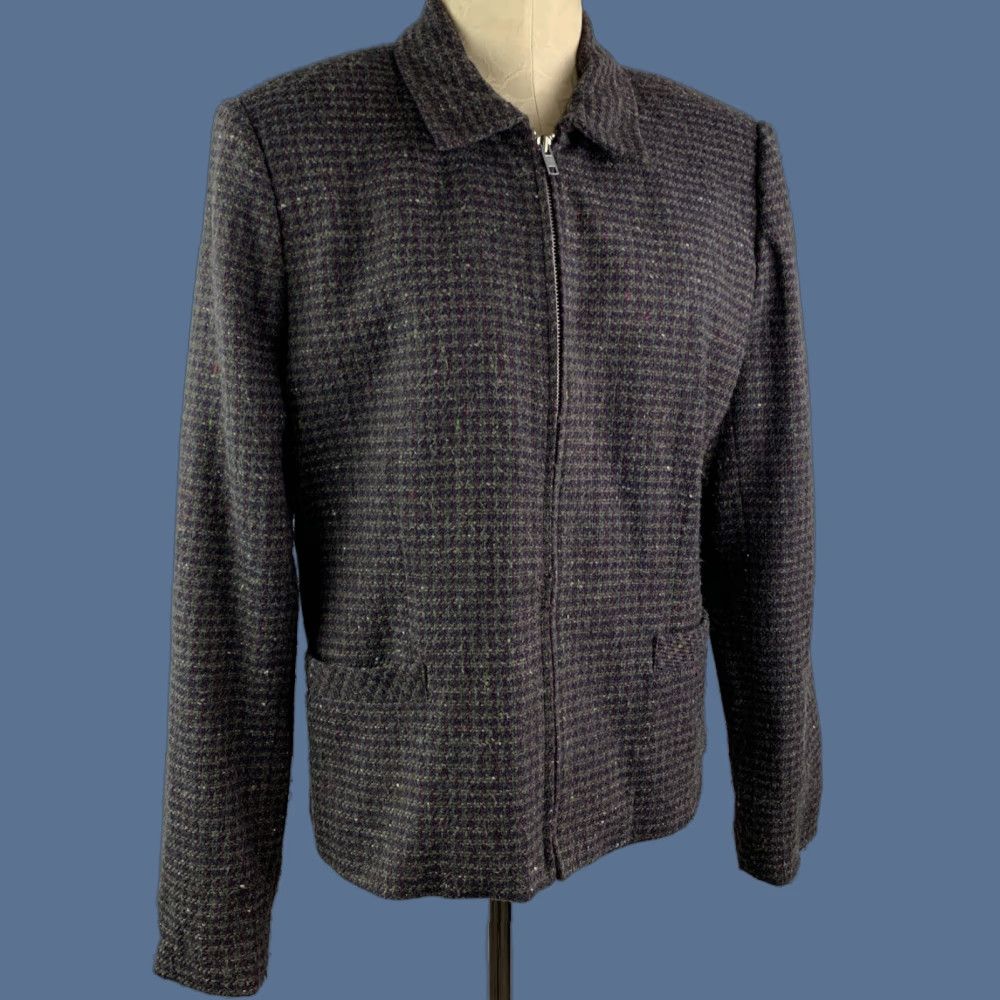 Vintage VINTAGE Dressbarn Zip Front Jacket Women’s Gray Burgundy Wool Blend Tweed Lined 16 Size XXL / US 16-18 / IT 52-54 - 1 Thumbnail