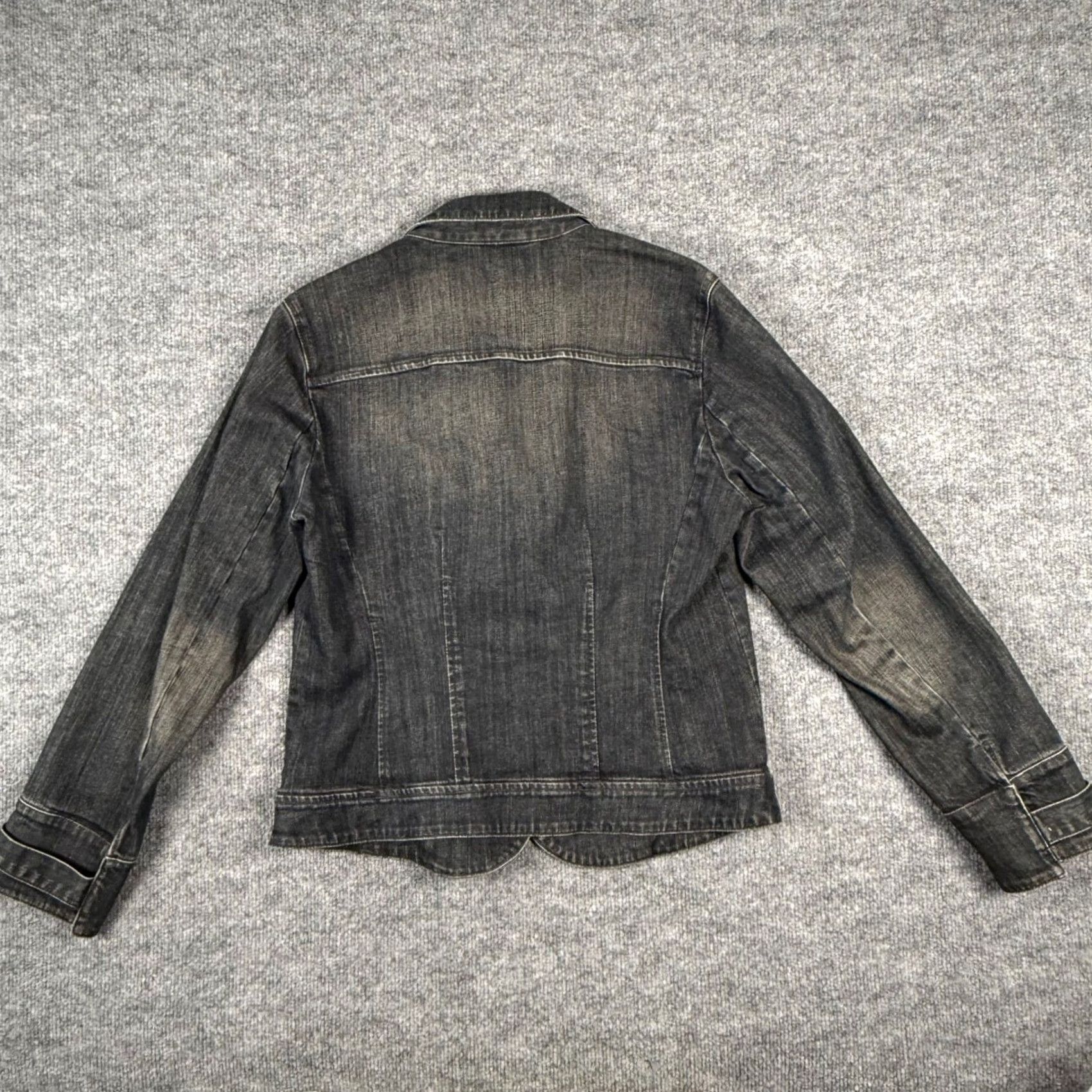 Talbots VINTAGE Talbots Denim Jacket Blazer - 10 Stretch Dark Wash Button Front Short Sleeve Women’s Casual Workwear 90s Retro Y2K Size 32" / US 10 / IT 46 - 3 Thumbnail