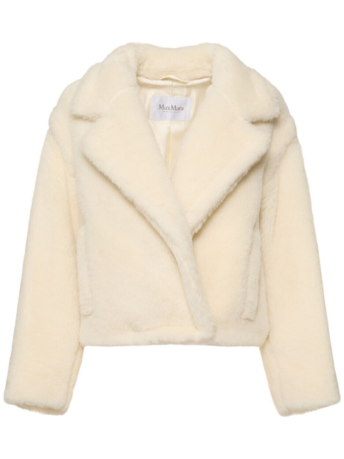 Max Mara MAX MARA Oggeri White Alpaca/Wool Cropped Teddy Coat Size XL / US 12-14 / IT 48-50 - 4 Thumbnail
