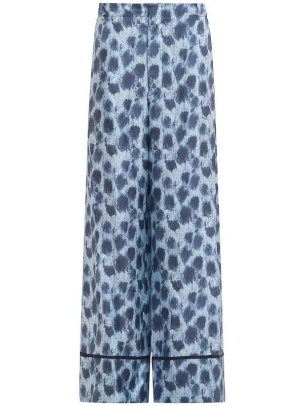 Marni o1w1db11125 Silk Wide-Leg Trousers in Blue Size 28" / US 6 / IT 42 - 1 Thumbnail