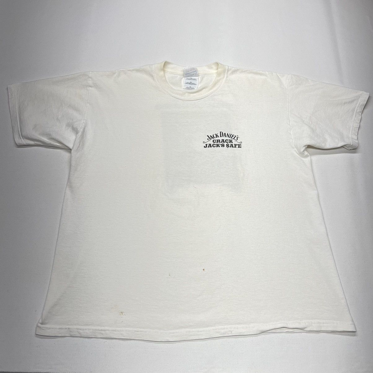 Vintage Jack Daniels Tee Shirt White Crack The Legend Safe Whiskey Size US XL / EU 56 / 4 - 2 Thumbnail