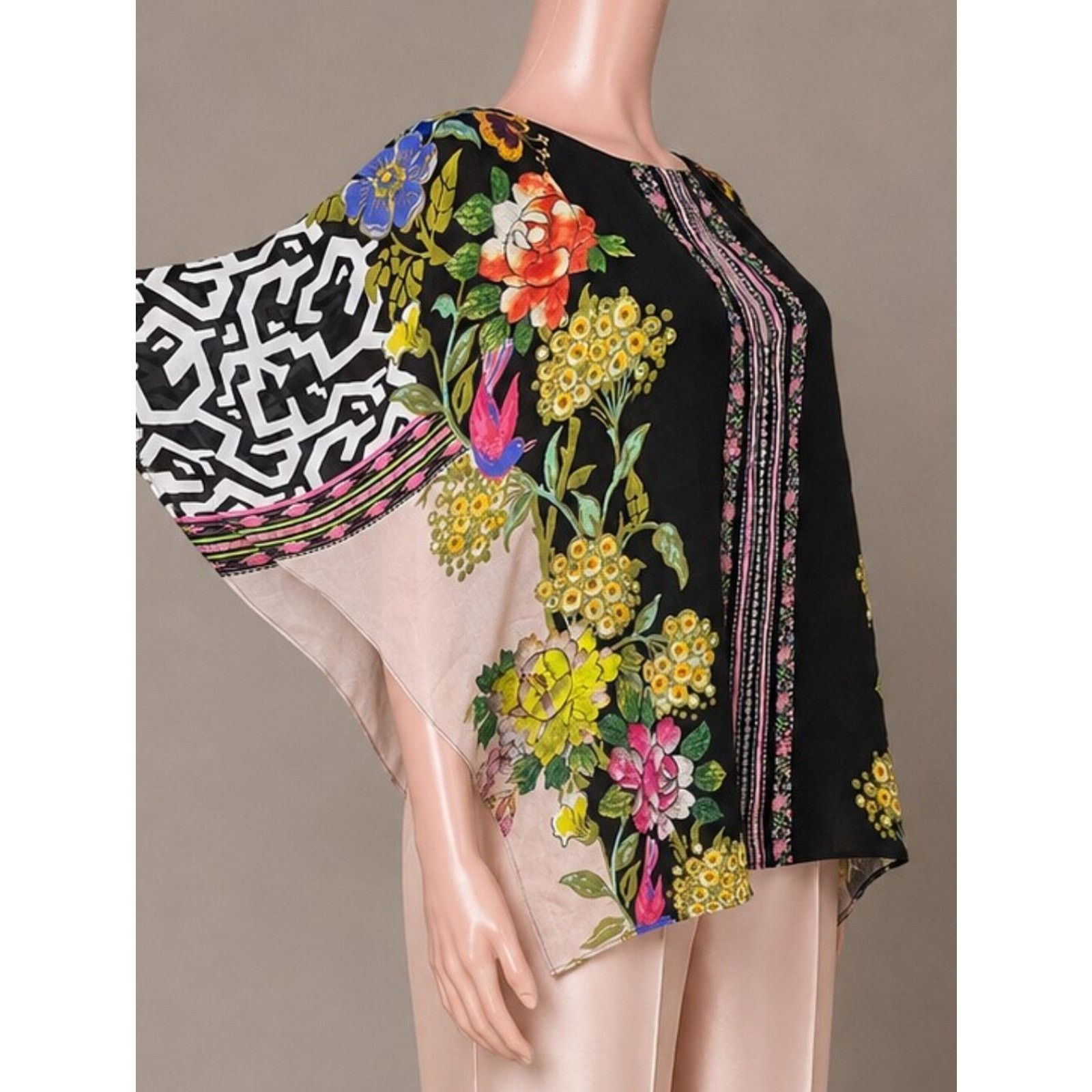 Etro Etro Floral Silk Geometric Kimono Cape Top Size 48 Size XL / US 12-14 / IT 48-50 - 2 Thumbnail
