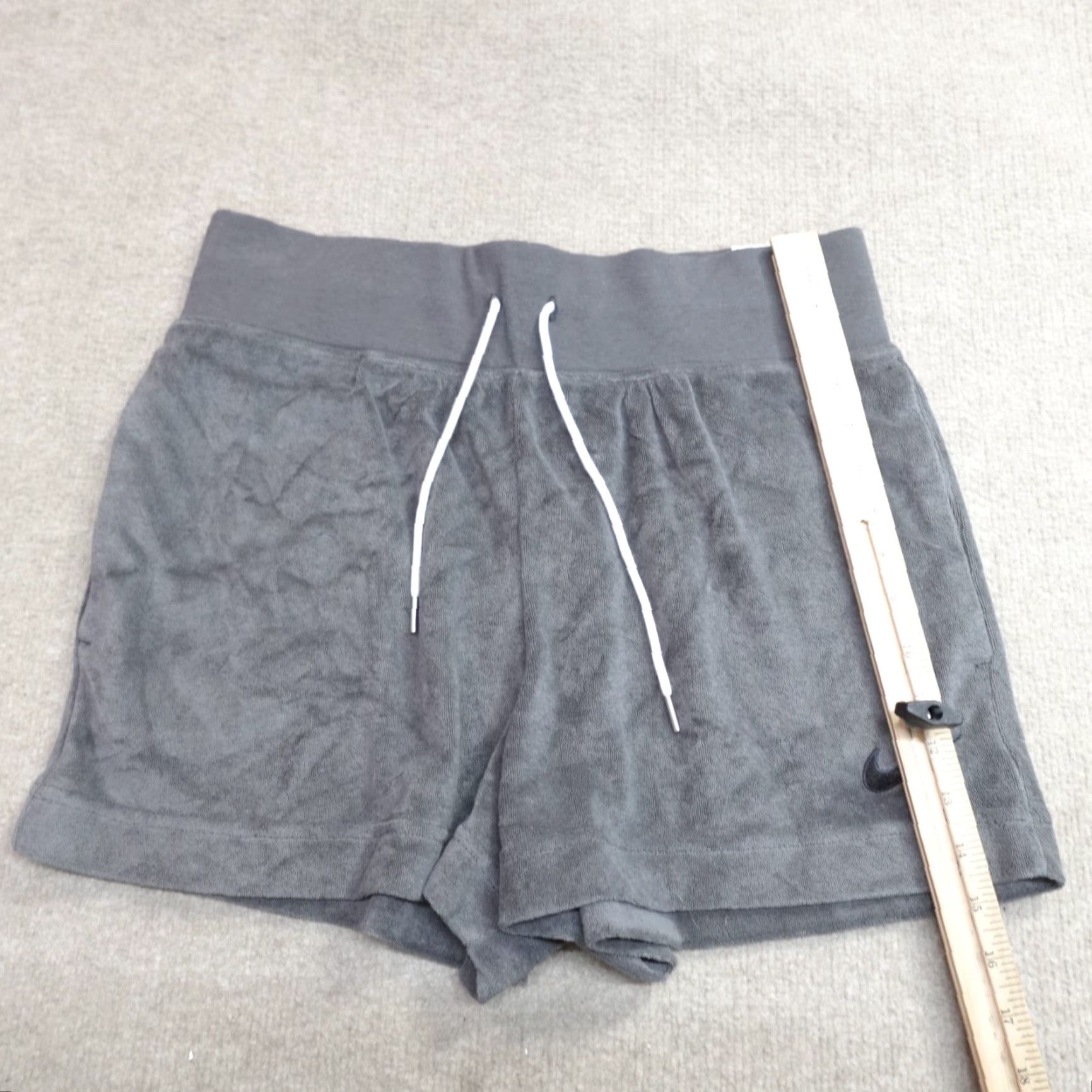 Nike Nike Women's Shorts L Gray Terry Mid Rise Athletic Activewear; 3 in inseam, New, Flaw Free, Navy? Size 36" / US 14 / IT 50 - 3 Thumbnail