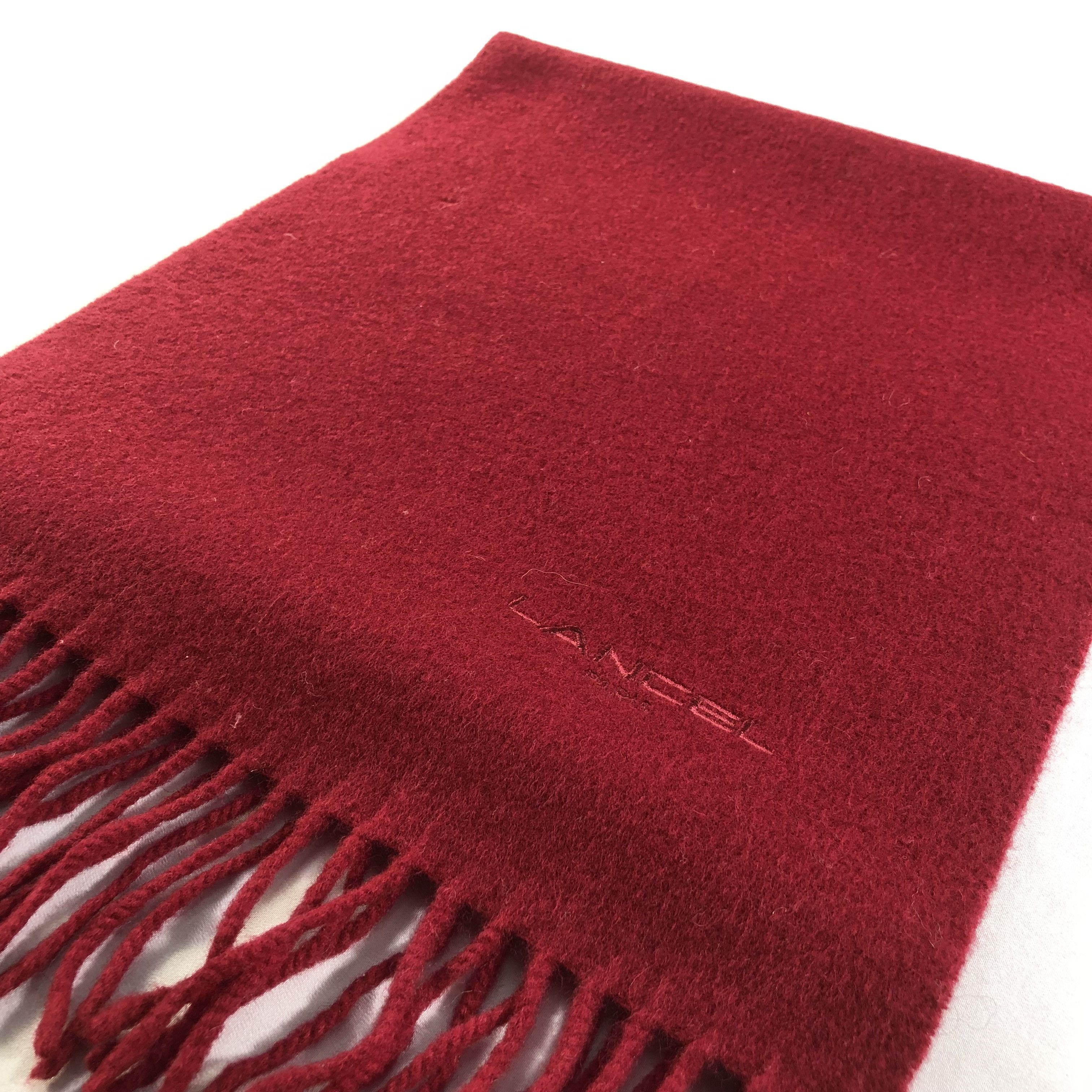 Lancel Lancel Plain Burgundy Wool Scarf Muffler V1567 Size ONE SIZE - 2 Thumbnail
