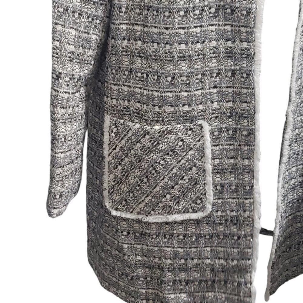 Designer CT1955 Helene Berman Black & White Tweed Fringed Blazer XL Size XL / US 12-14 / IT 48-50 - 3 Thumbnail