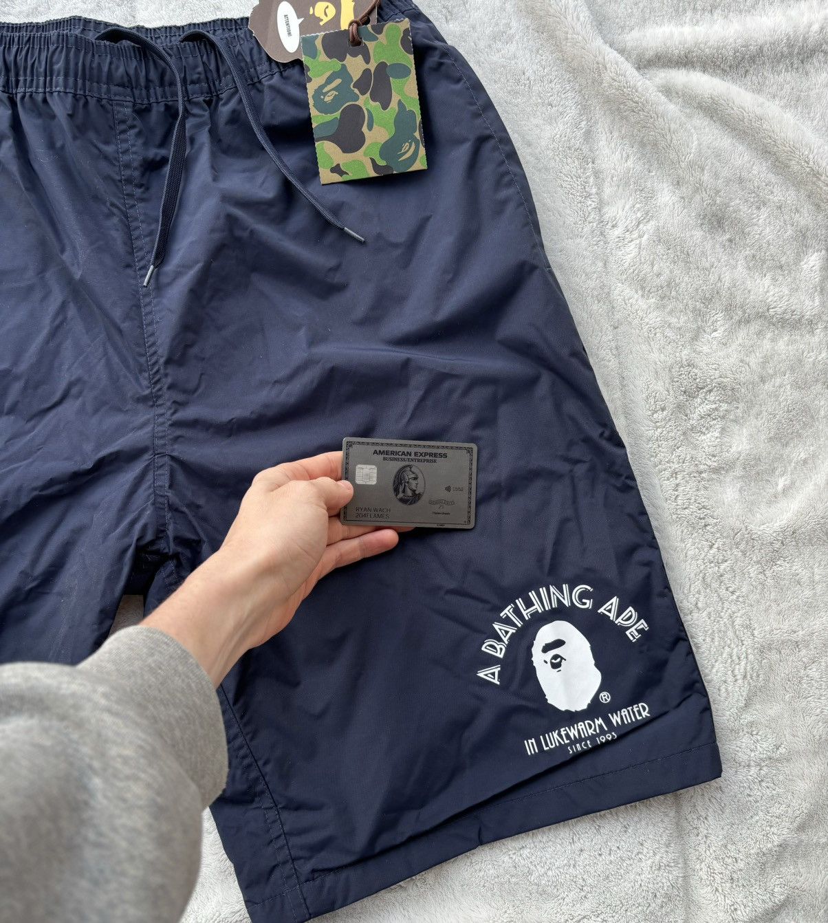 Bape Bape Navy College Logo Beach Shorts Size US 40 / EU 56 - 2 Thumbnail