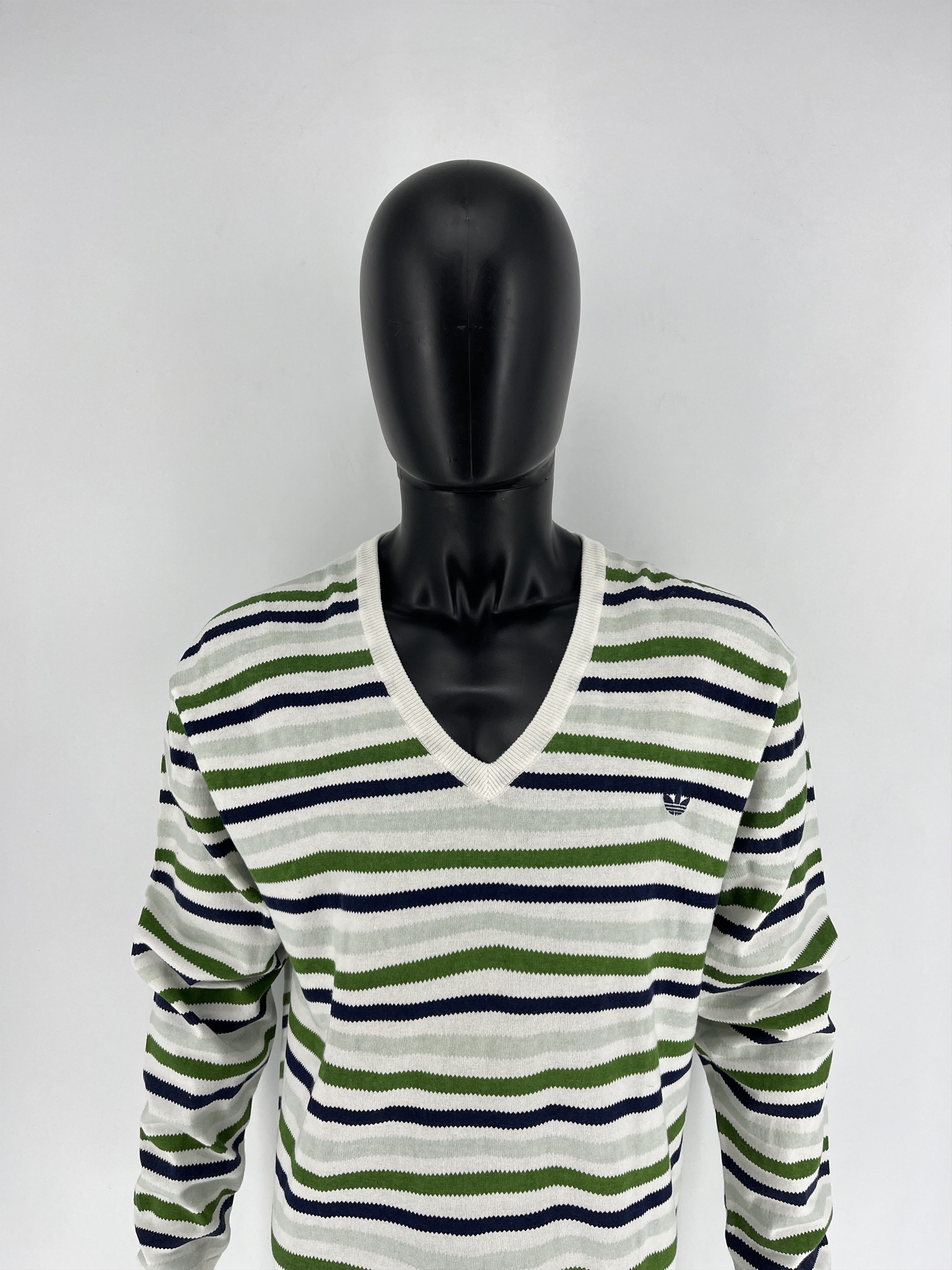Adidas Vintage Y2K Adidas Streetwear Style Striped V-neck Sweater Size US XL / EU 56 / 4 - 5 Thumbnail
