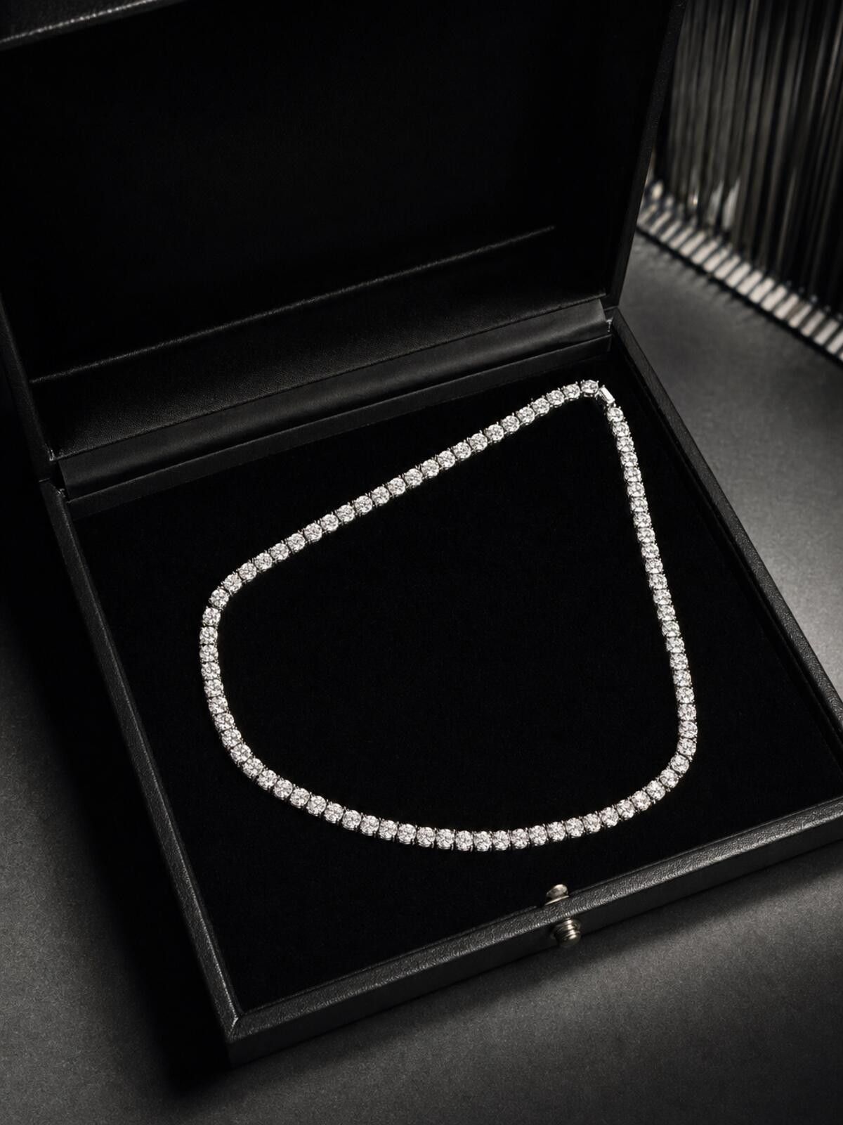 Other Platinum Overlay Moissanite Tennis Necklace - 20 inch, 4mm Size ONE SIZE - 1 Thumbnail