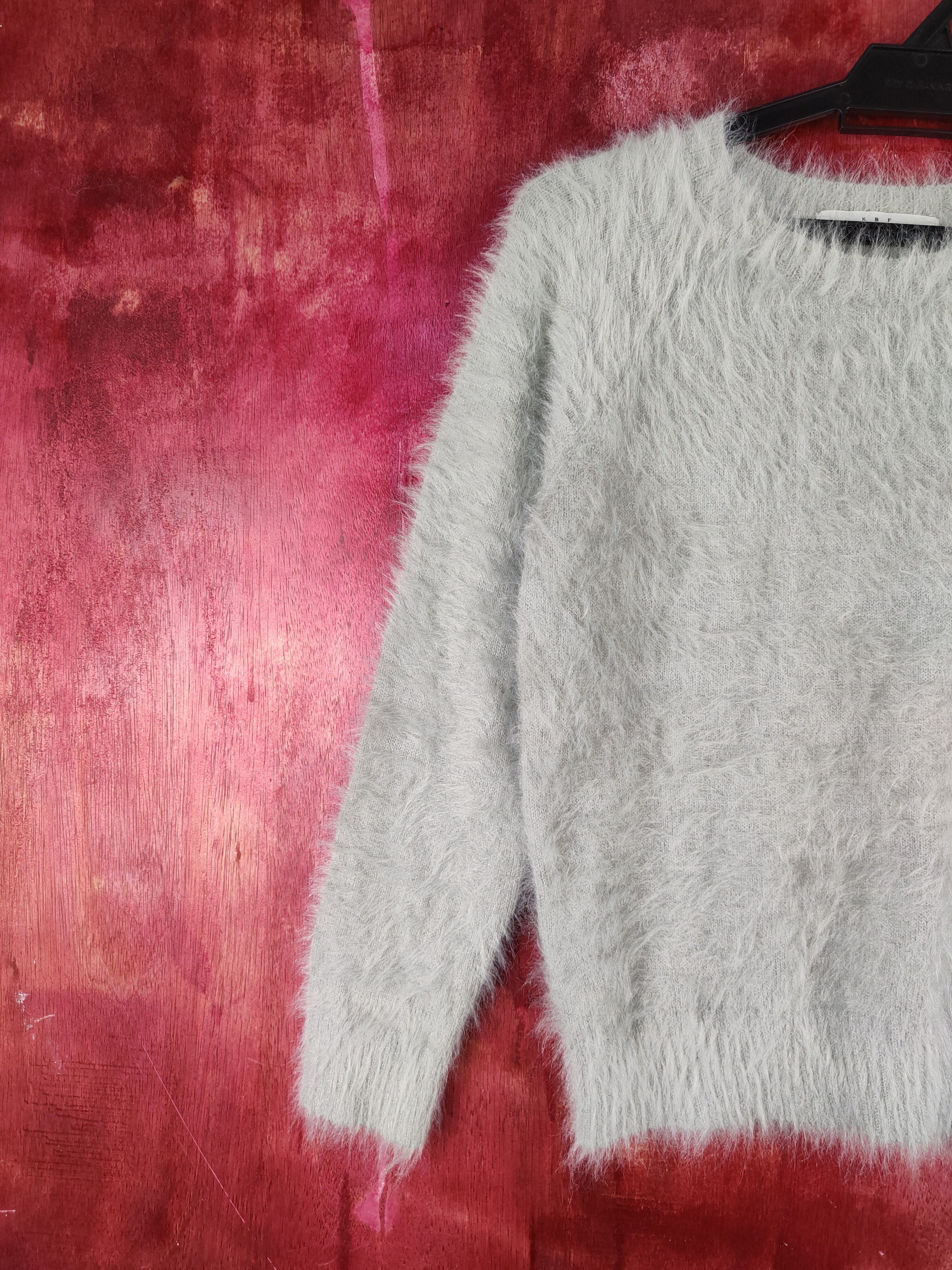 Vintage KBF Gray Shag Shaggy Fur Mohair Knitwear #S2095 Size XS / US 0-2 / IT 36-38 - 3 Thumbnail