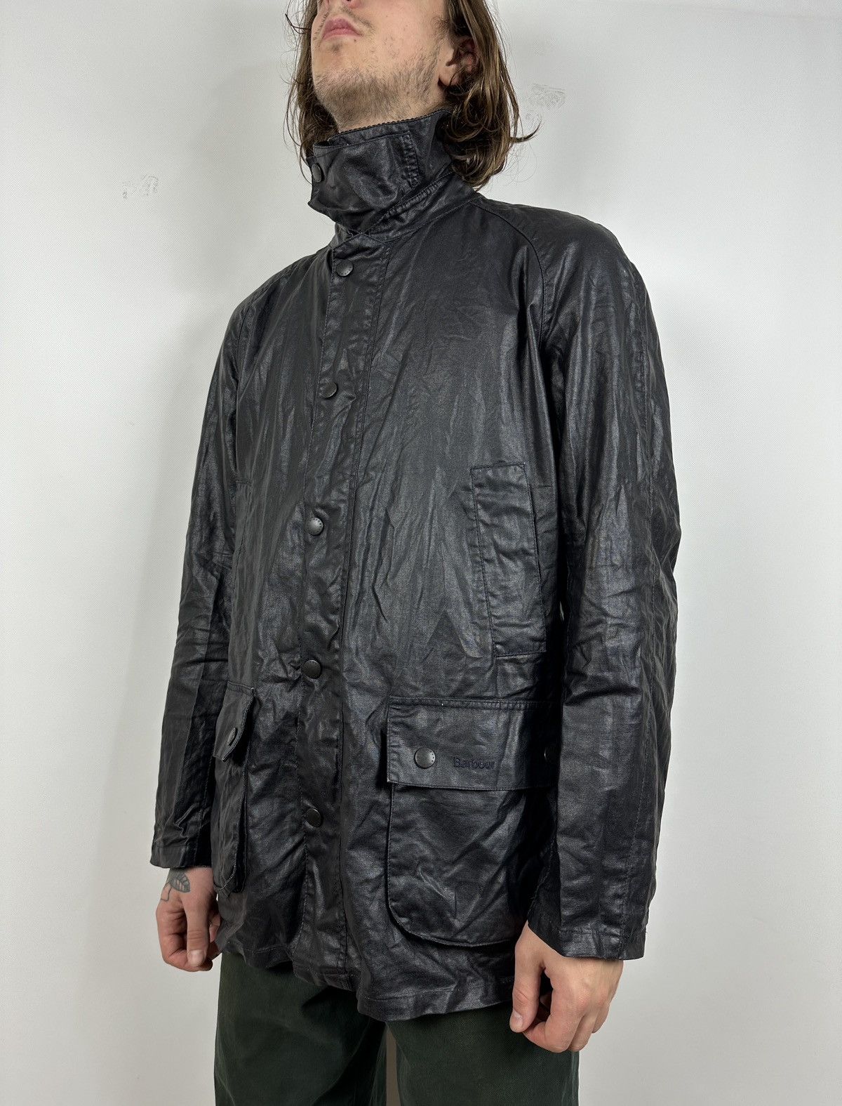 Barbour Barbour Black Keats Linen/Polyurethane Coated Jacket Size US L / EU 52-54 / 3 - 4 Thumbnail