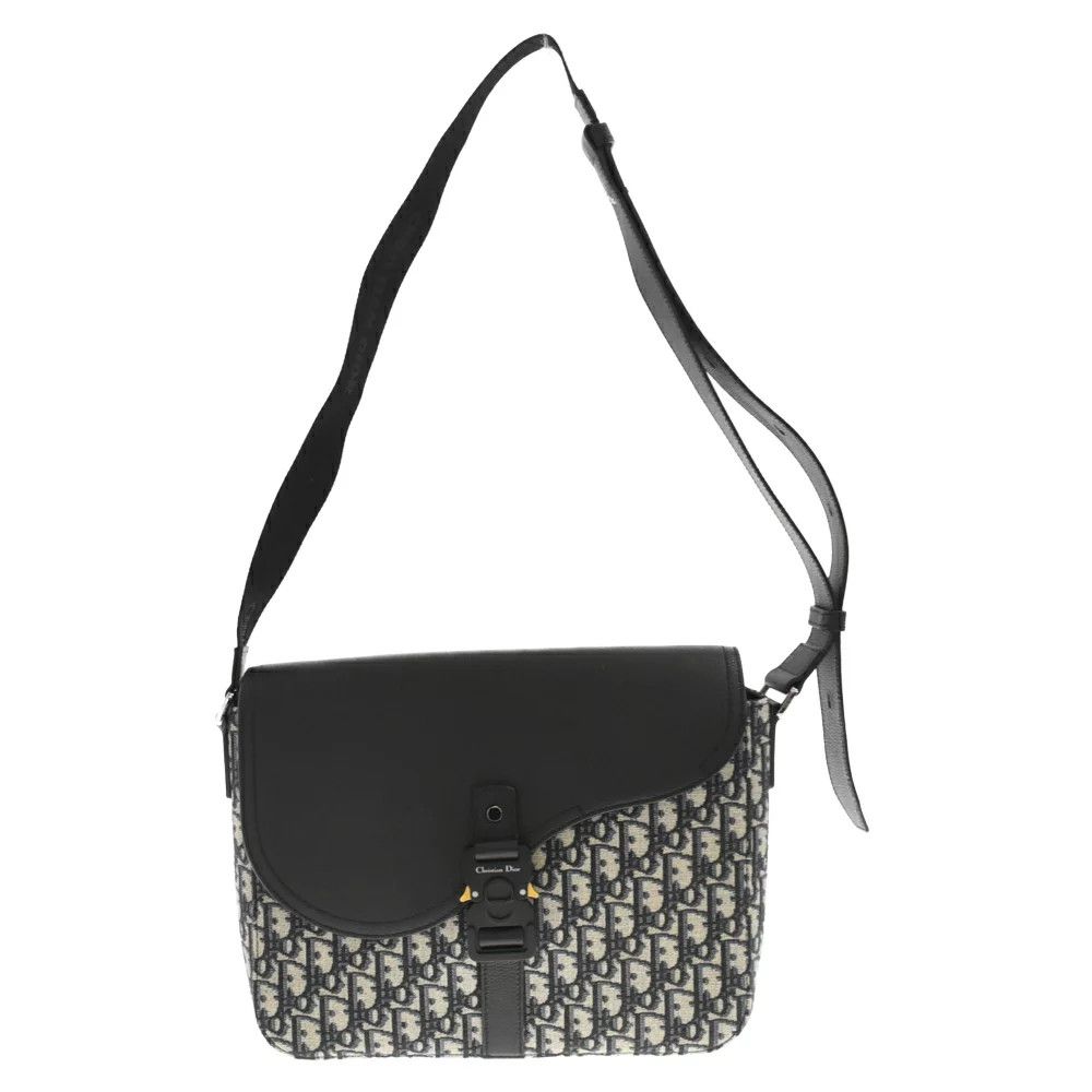 image of Dior Saddle Messenger Bag Oblique Shoulder Bag Beige/black, Women's